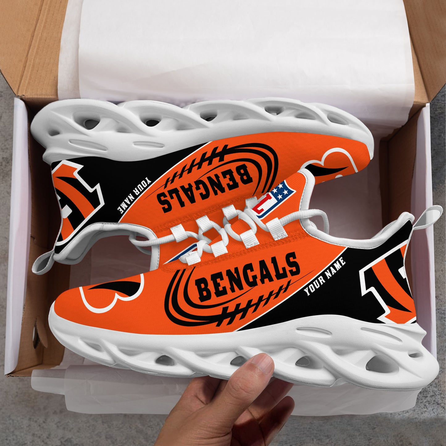 Ideafootwear Cincinnati Bengals NFL Max Soul Shoes Sneakers For Men And Women