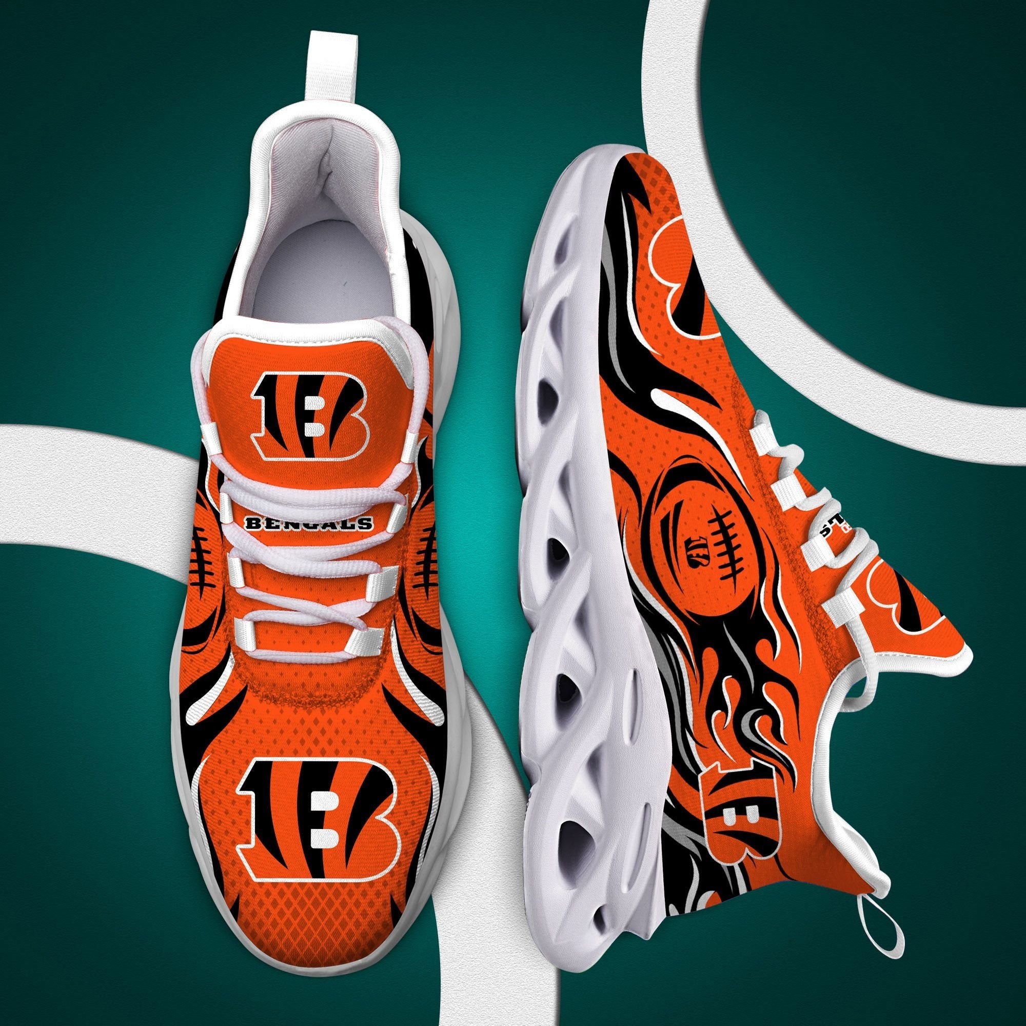 Ideafootwear Cincinnati Bengals NFL Max Soul Shoes Sneakers For Men And Women