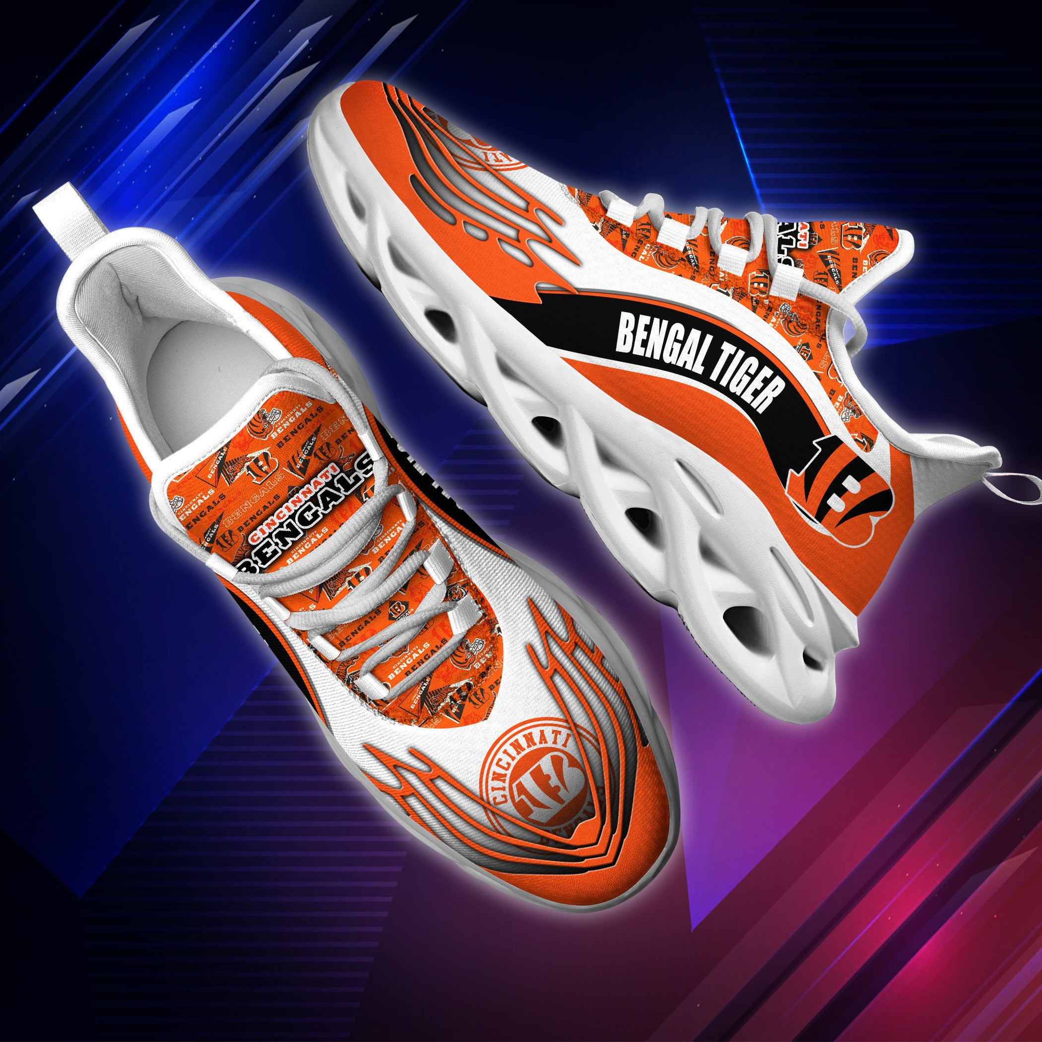 Ideafootwear Cincinnati Bengals NFL Max Soul Shoes Sneakers For Men And Women
