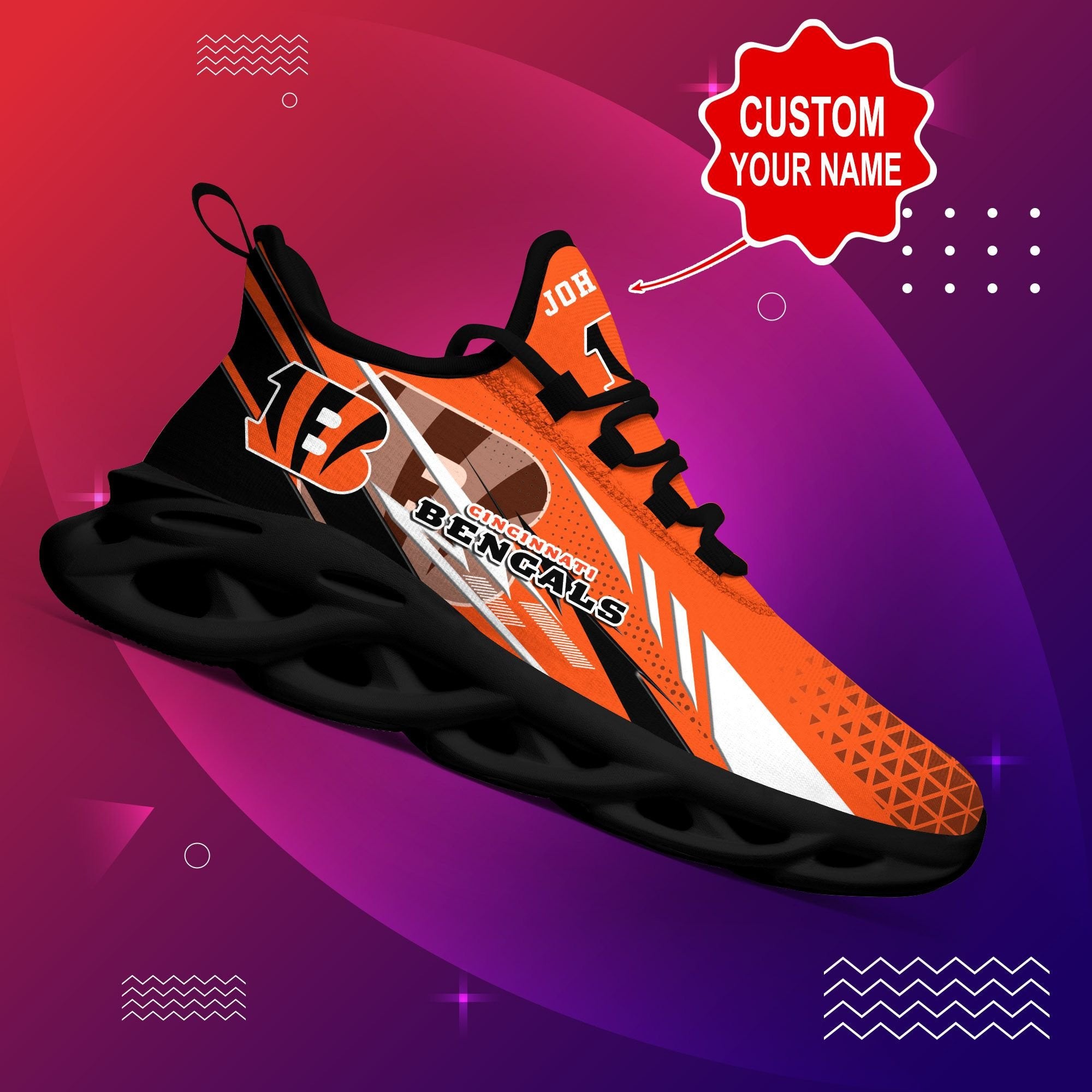 Ideafootwear Cincinnati Bengals NFL Max Soul Shoes Sneakers For Men And Women