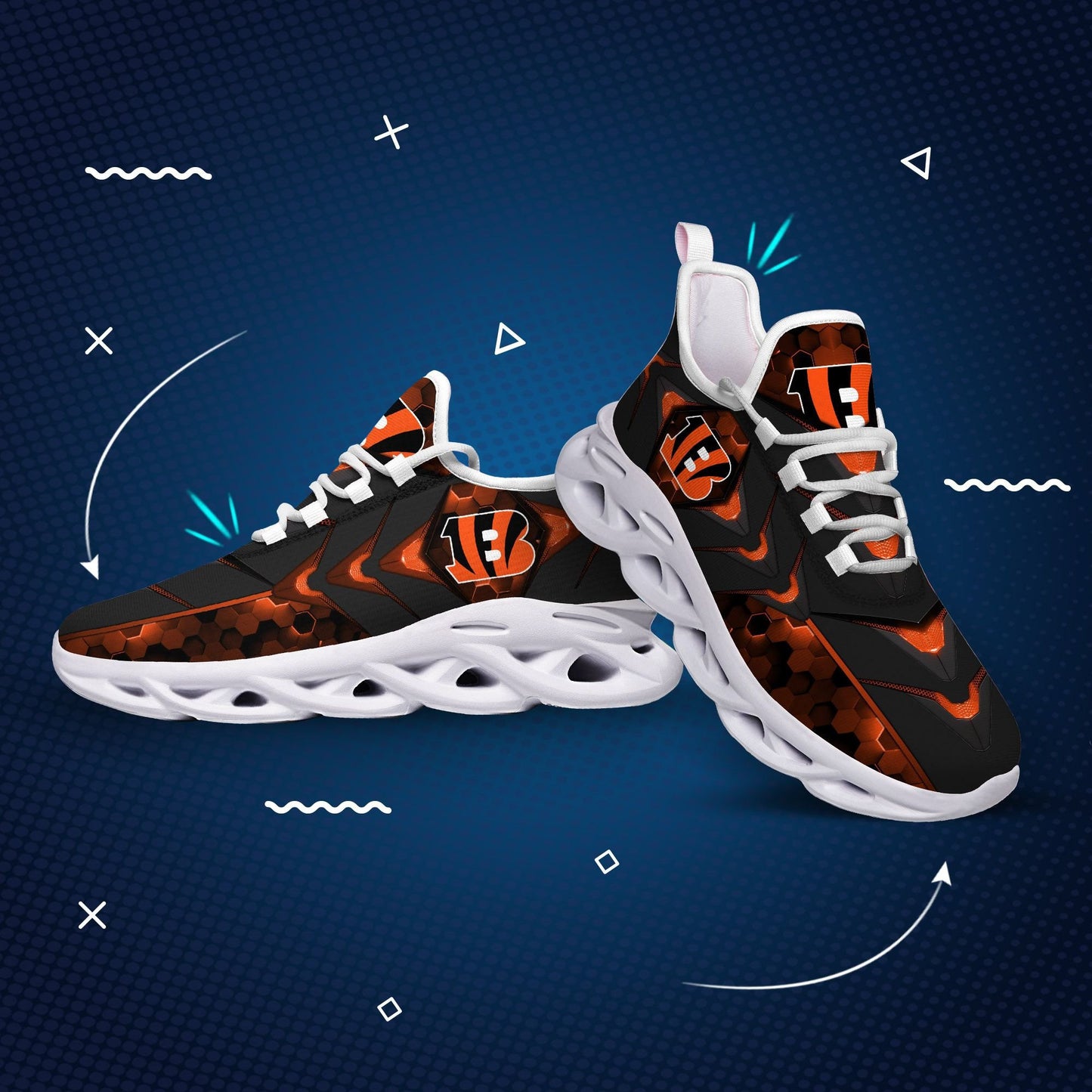 Ideafootwear Cincinnati Bengals NFL Max Soul Shoes Sneakers For Men And Women
