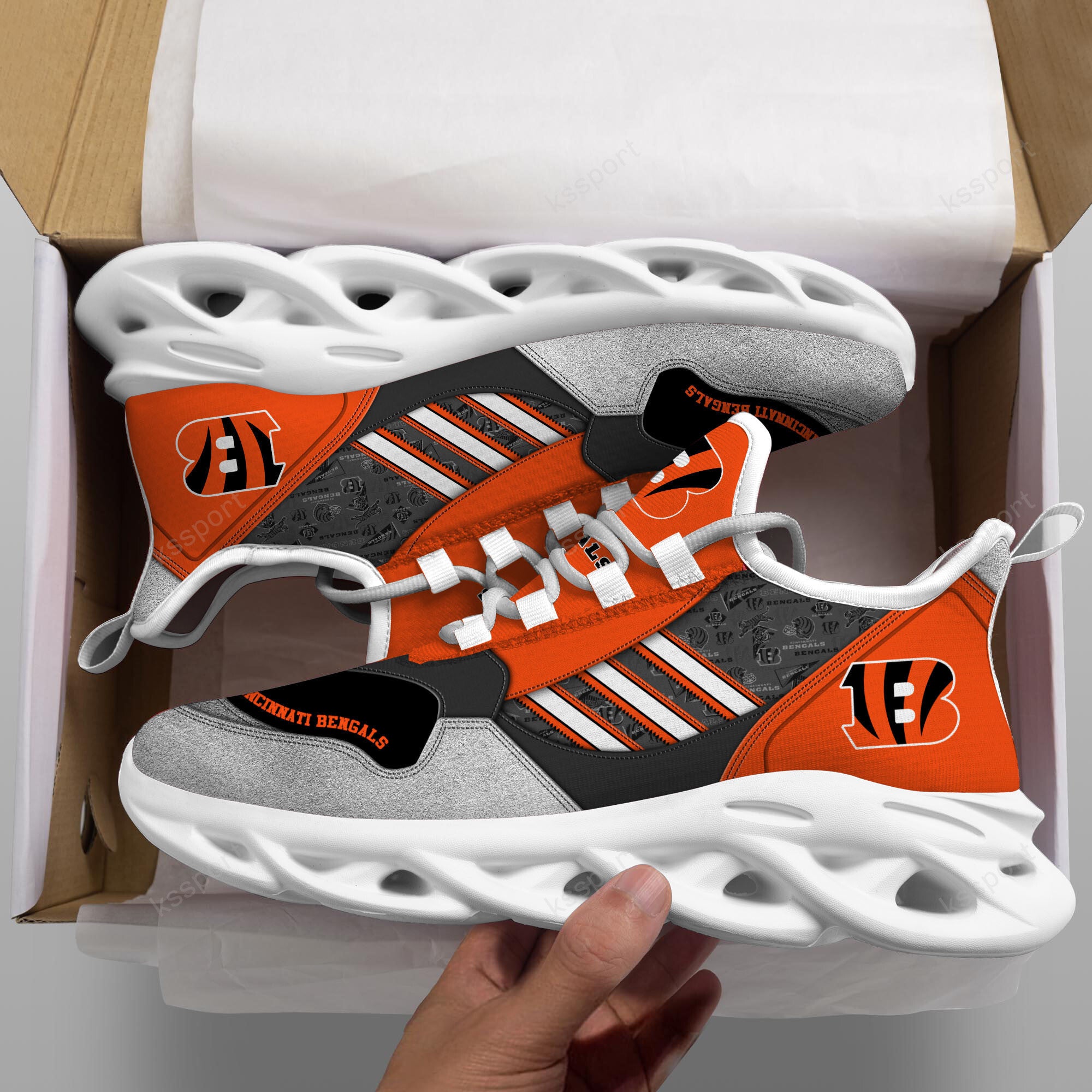 Ideafootwear Cincinnati Bengals NFL Max Soul Shoes Sneakers For Men And Women