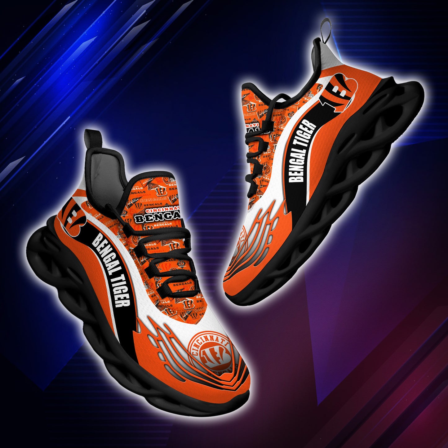Ideafootwear Cincinnati Bengals NFL Max Soul Shoes Sneakers For Men And Women