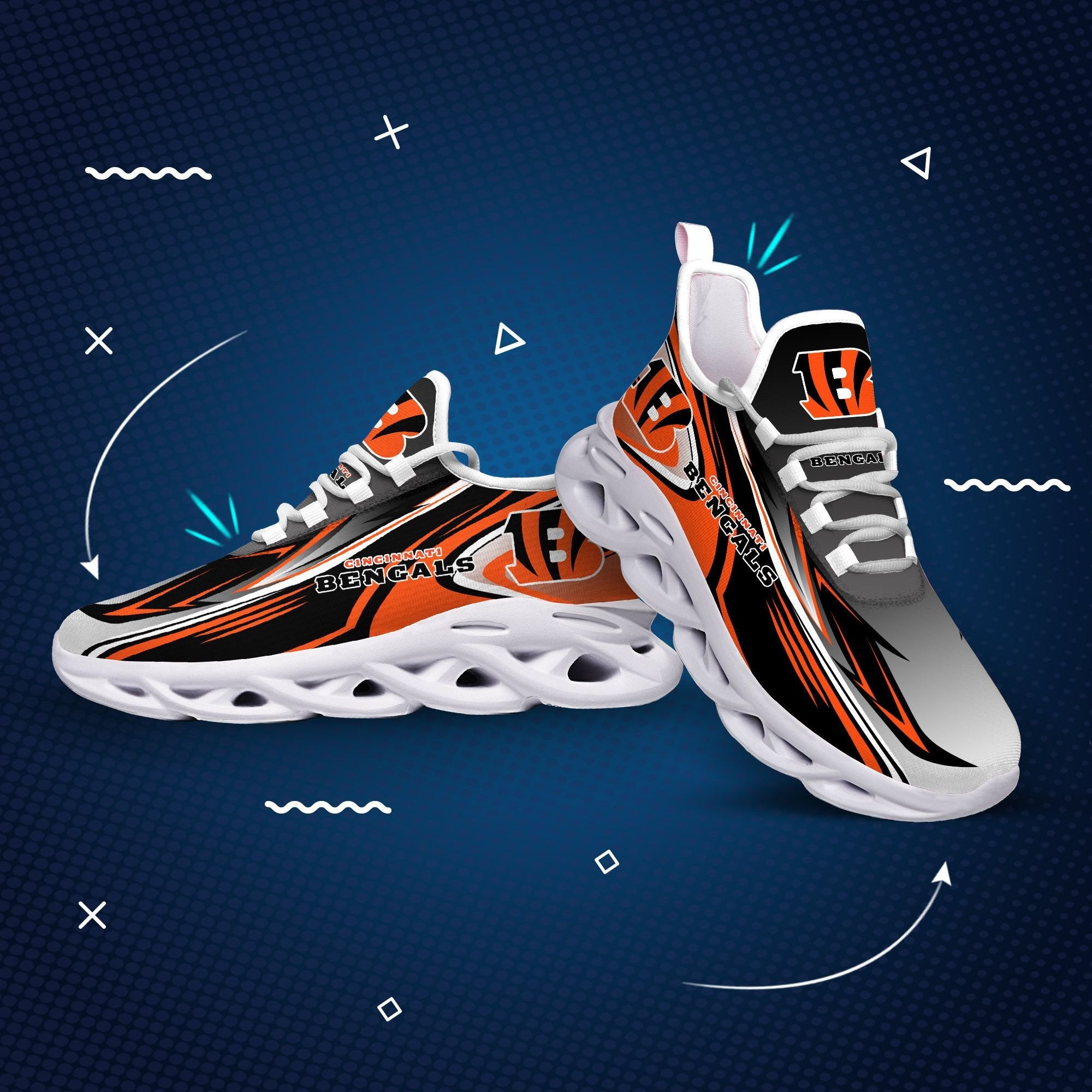 Ideafootwear Cincinnati Bengals NFL Max Soul Shoes Sneakers For Men And Women