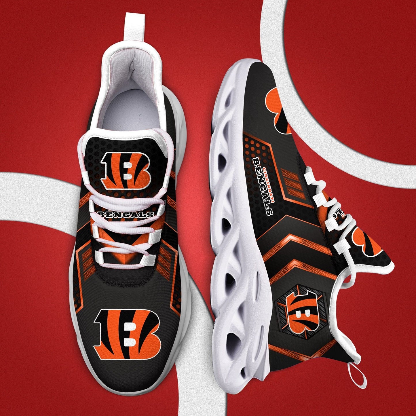 Ideafootwear Cincinnati Bengals NFL Max Soul Shoes Sneakers For Men And Women