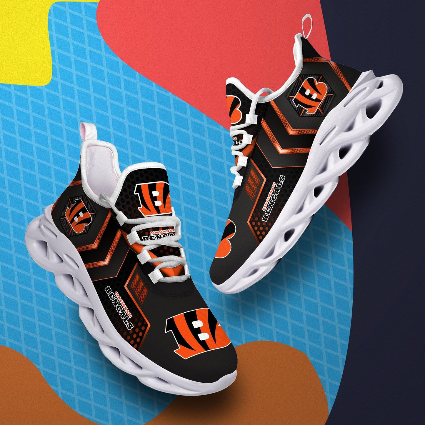 Ideafootwear Cincinnati Bengals NFL Max Soul Shoes Sneakers For Men And Women