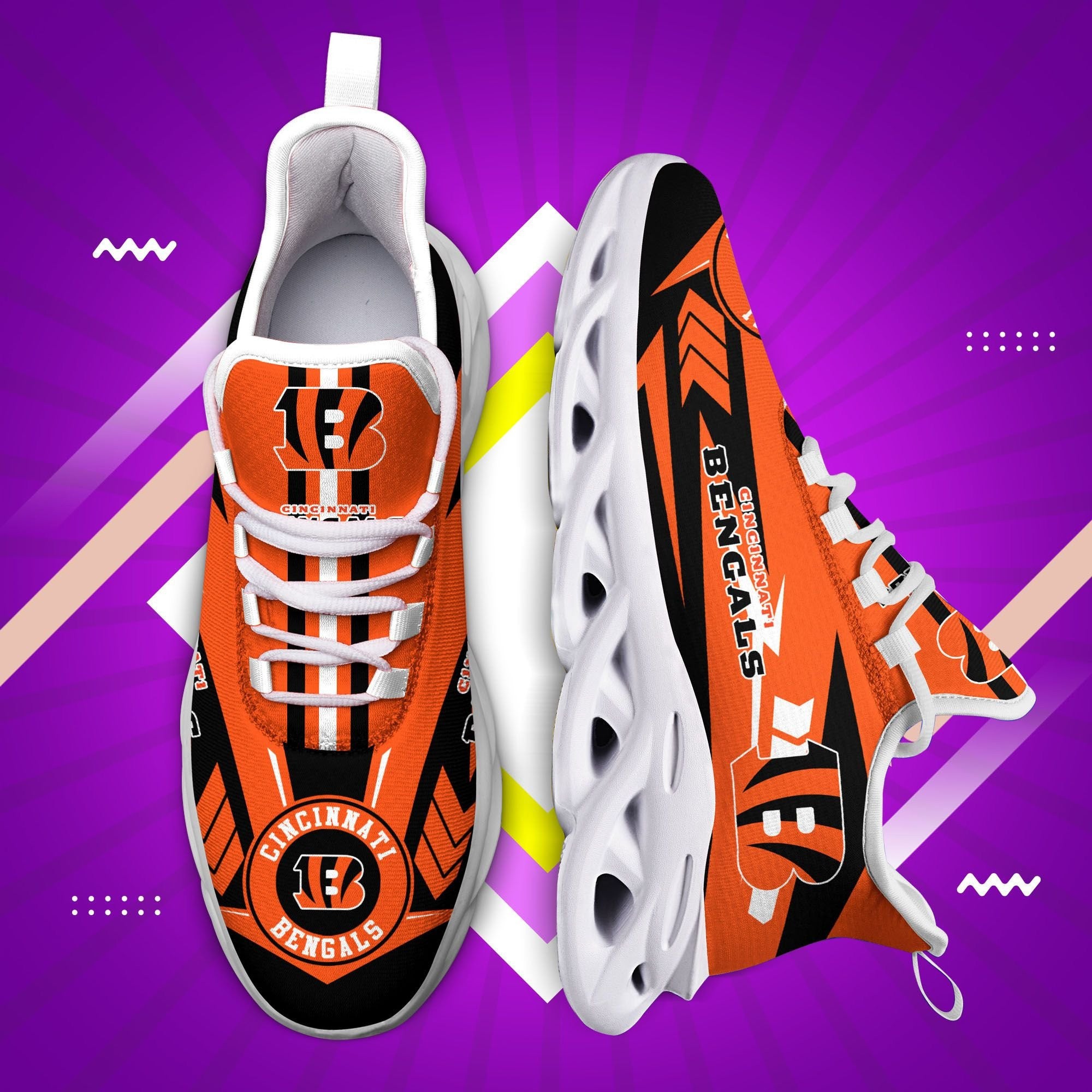 Ideafootwear Cincinnati Bengals NFL Max Soul Shoes Sneakers For Men And Women