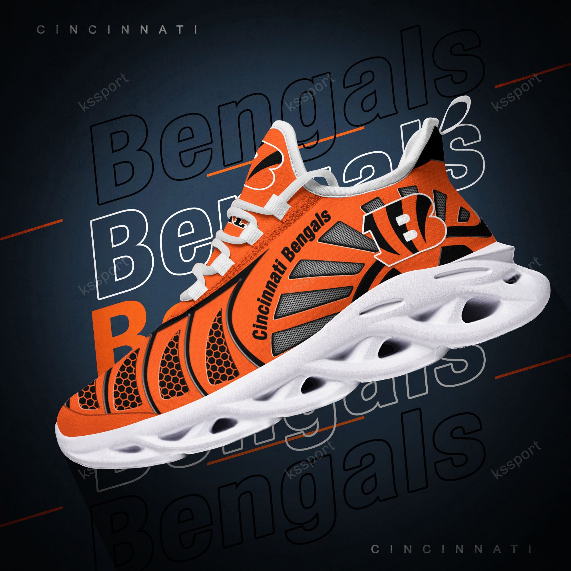 Ideafootwear Cincinnati Bengals NFL Max Soul Shoes Sneakers For Men And Women