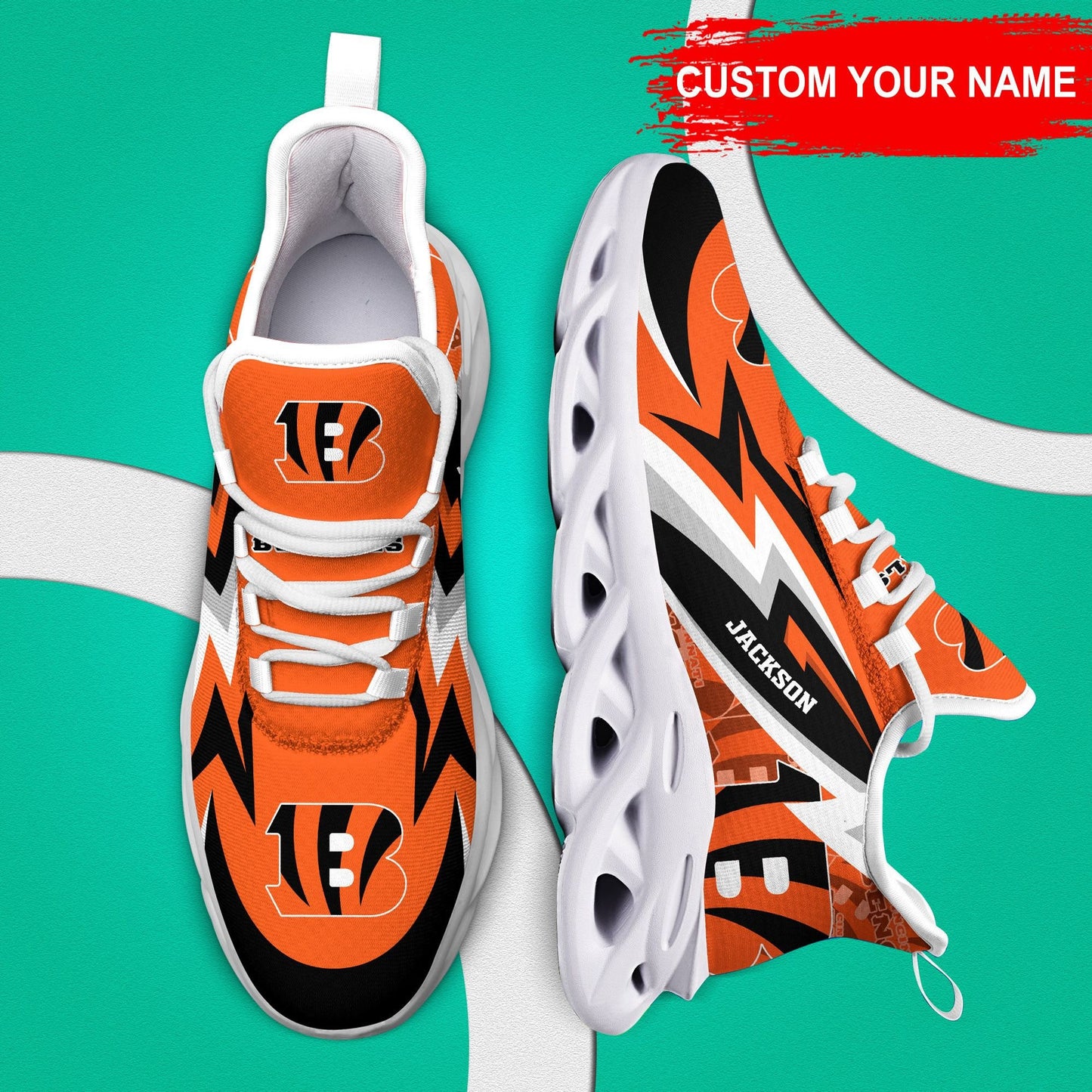 Ideafootwear Cincinnati Bengals NFL Max Soul Shoes Sneakers For Men And Women