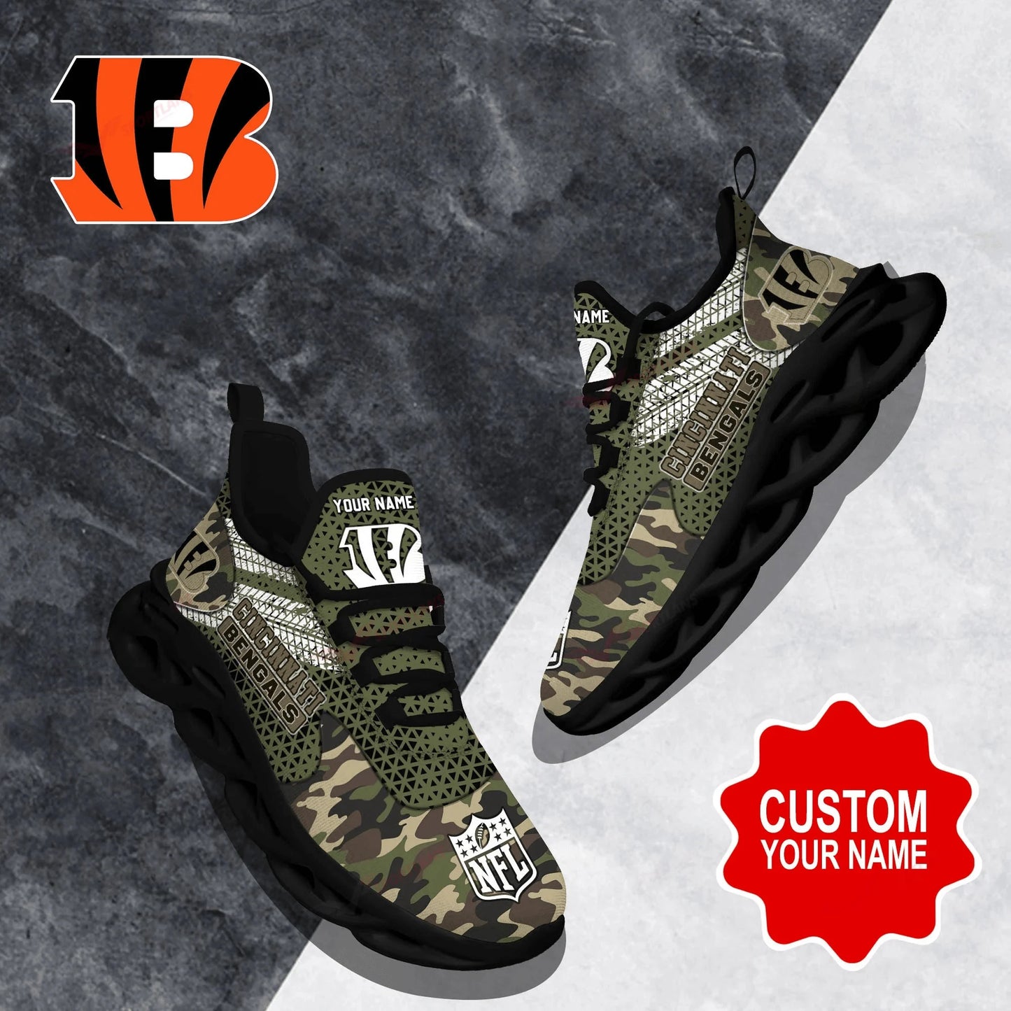 Ideafootwear Cincinnati Bengals NFL Max Soul Shoes Sneakers For Men And Women