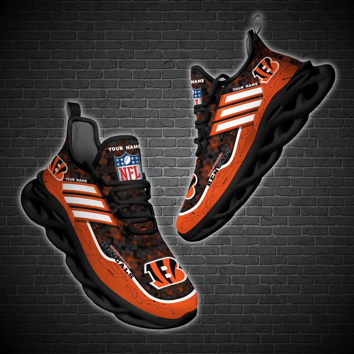 Ideafootwear Cincinnati Bengals NFL Max Soul Shoes Sneakers For Men And Women