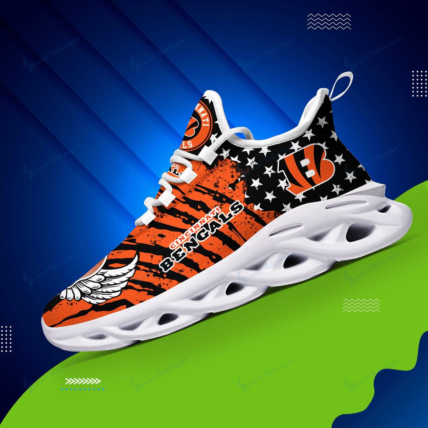 Ideafootwear Cincinnati Bengals NFL Max Soul Shoes Sneakers For Men And Women