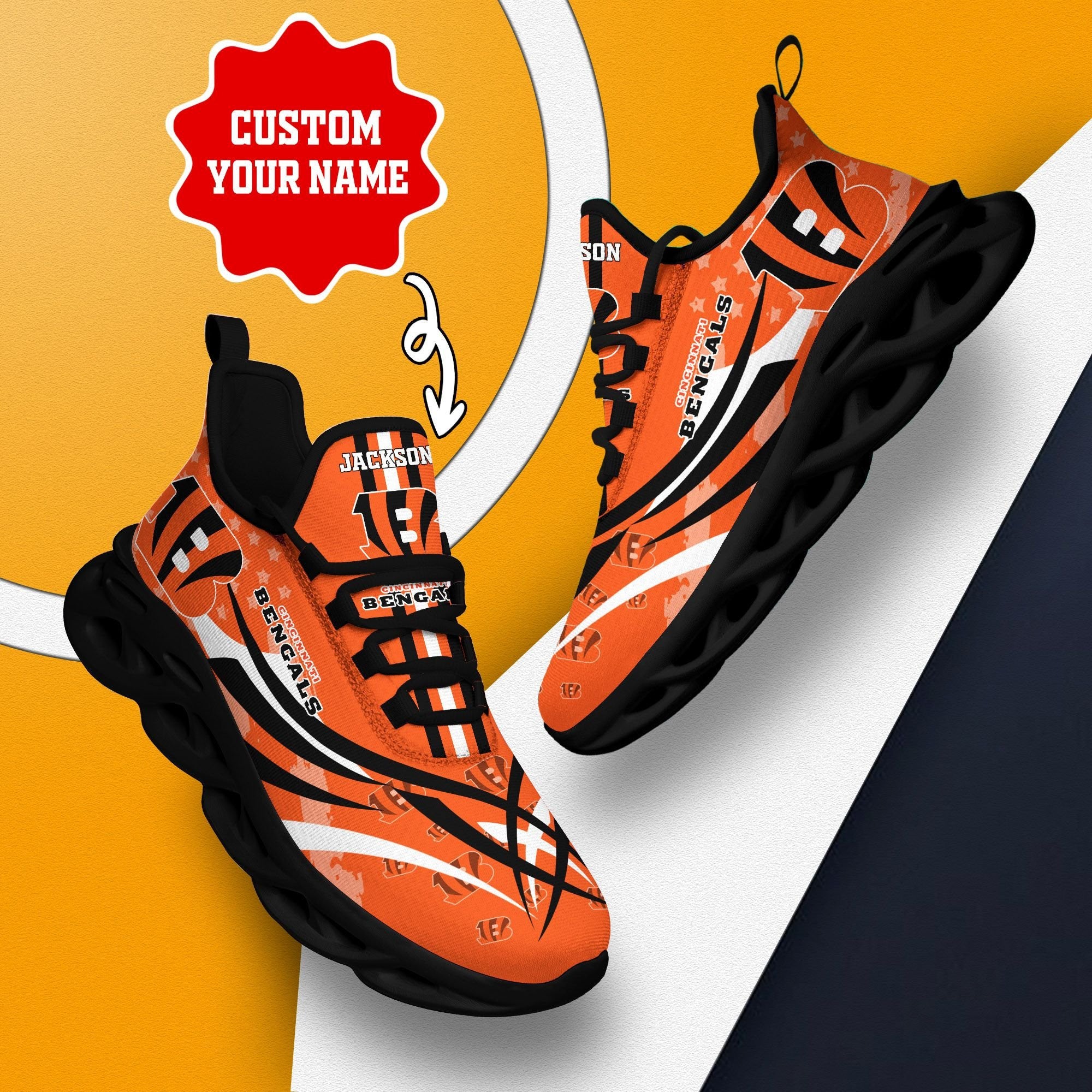 Ideafootwear Cincinnati Bengals NFL Max Soul Shoes Sneakers For Men And Women