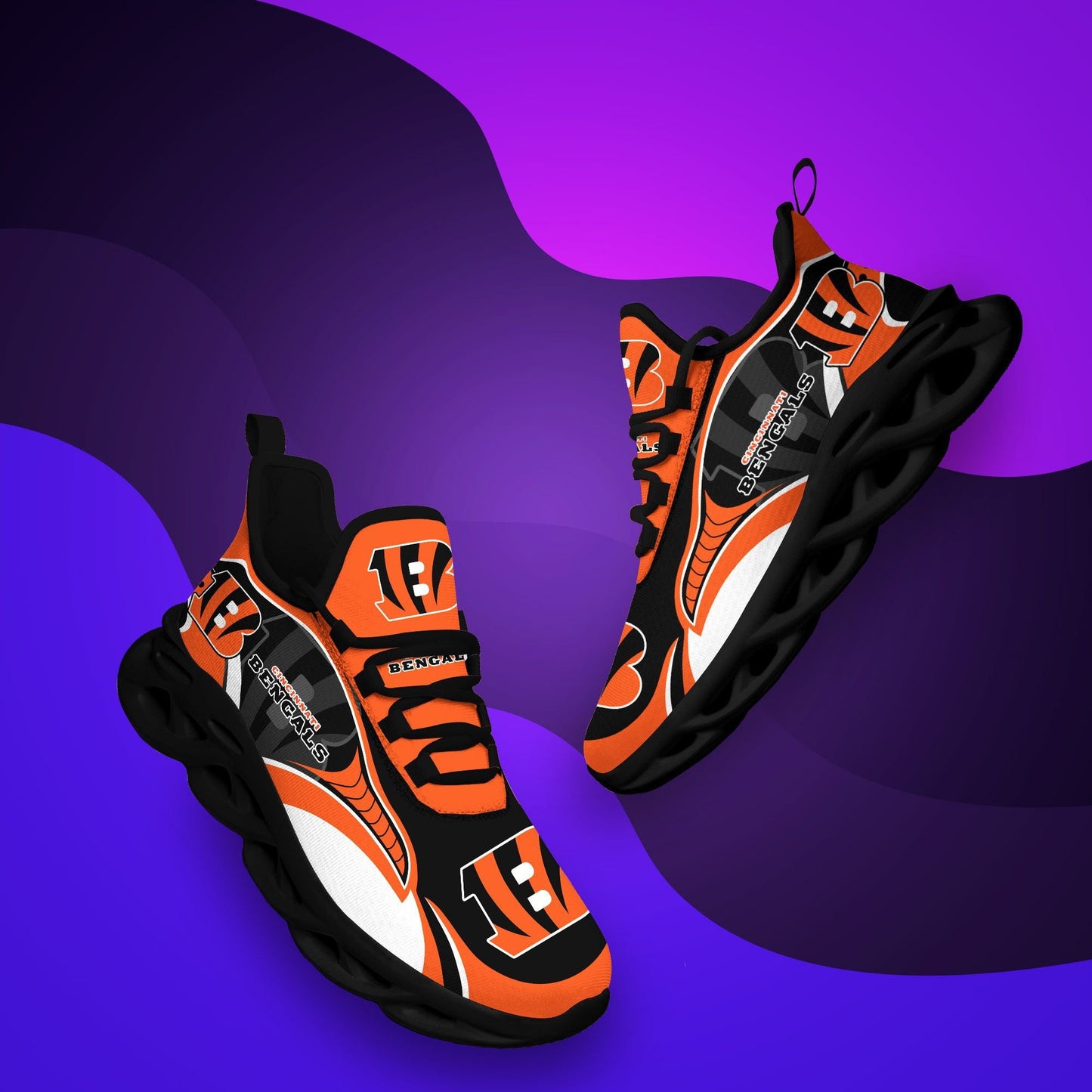 Ideafootwear Cincinnati Bengals NFL Max Soul Shoes Sneakers For Men And Women