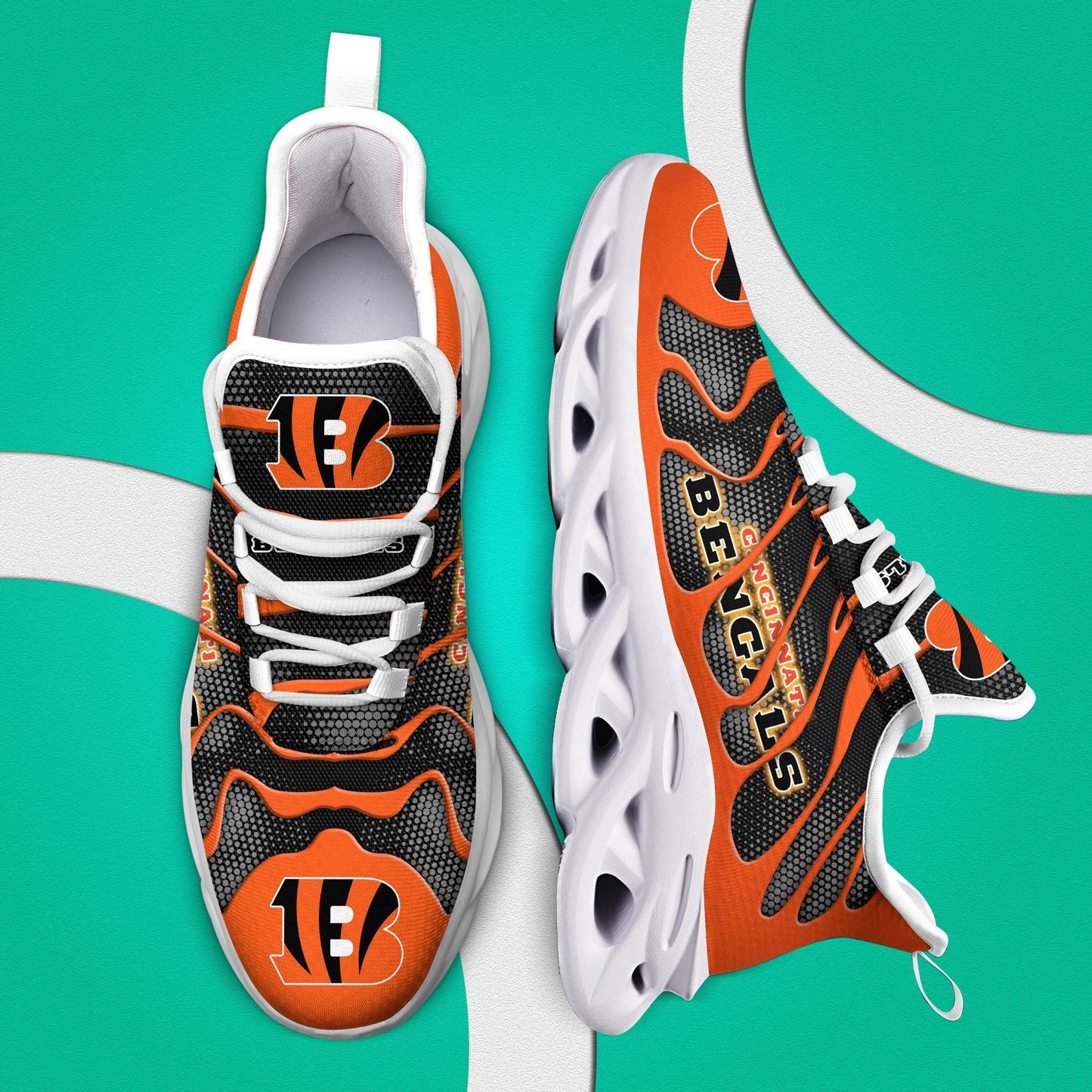 Ideafootwear Cincinnati Bengals NFL Max Soul Shoes Sneakers For Men And Women