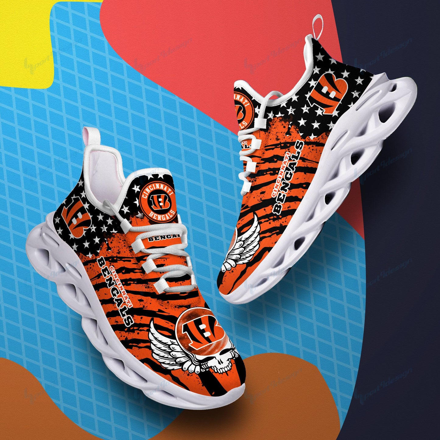 Ideafootwear Cincinnati Bengals NFL Max Soul Shoes Sneakers For Men And Women