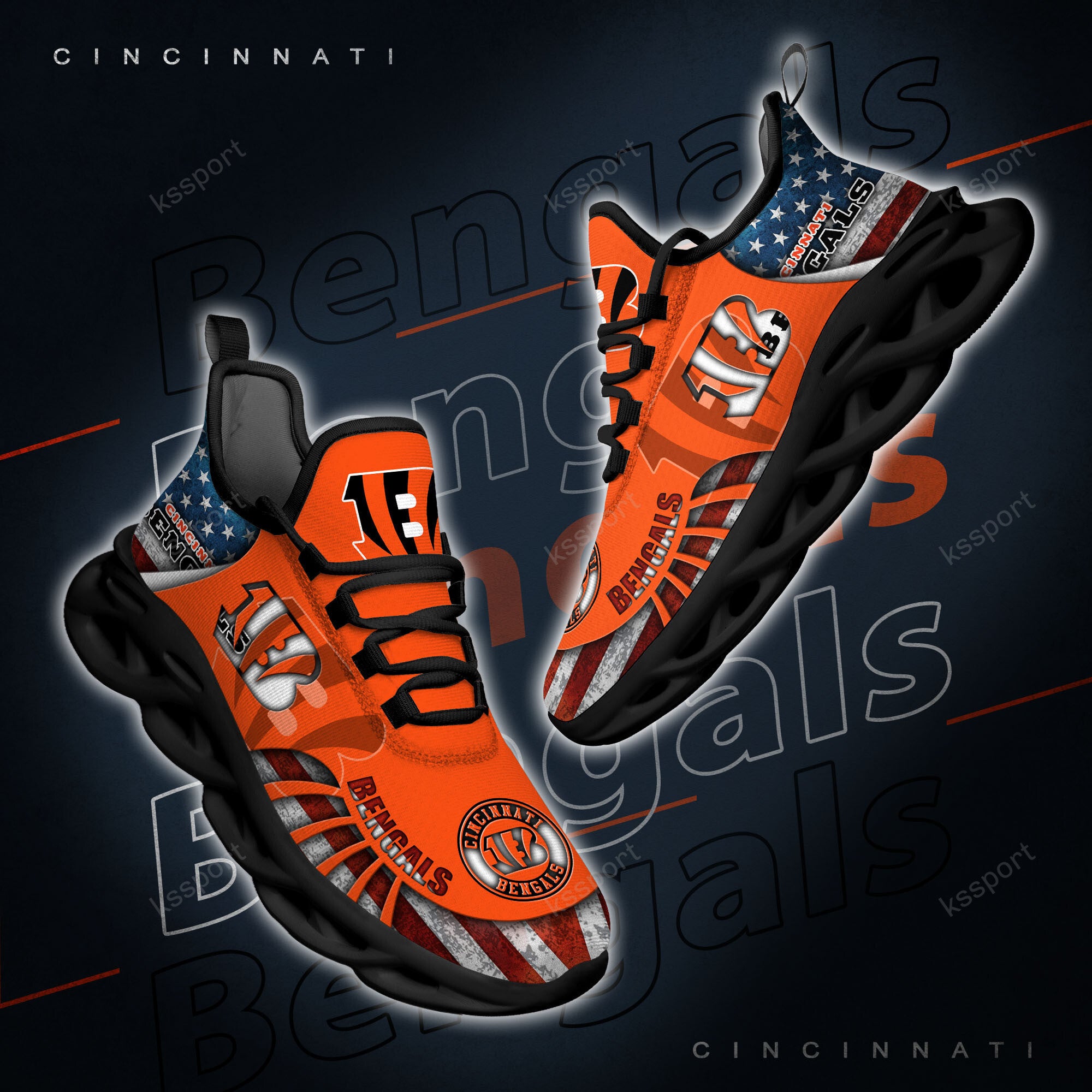 Ideafootwear Cincinnati Bengals NFL Max Soul Shoes Sneakers For Men And Women