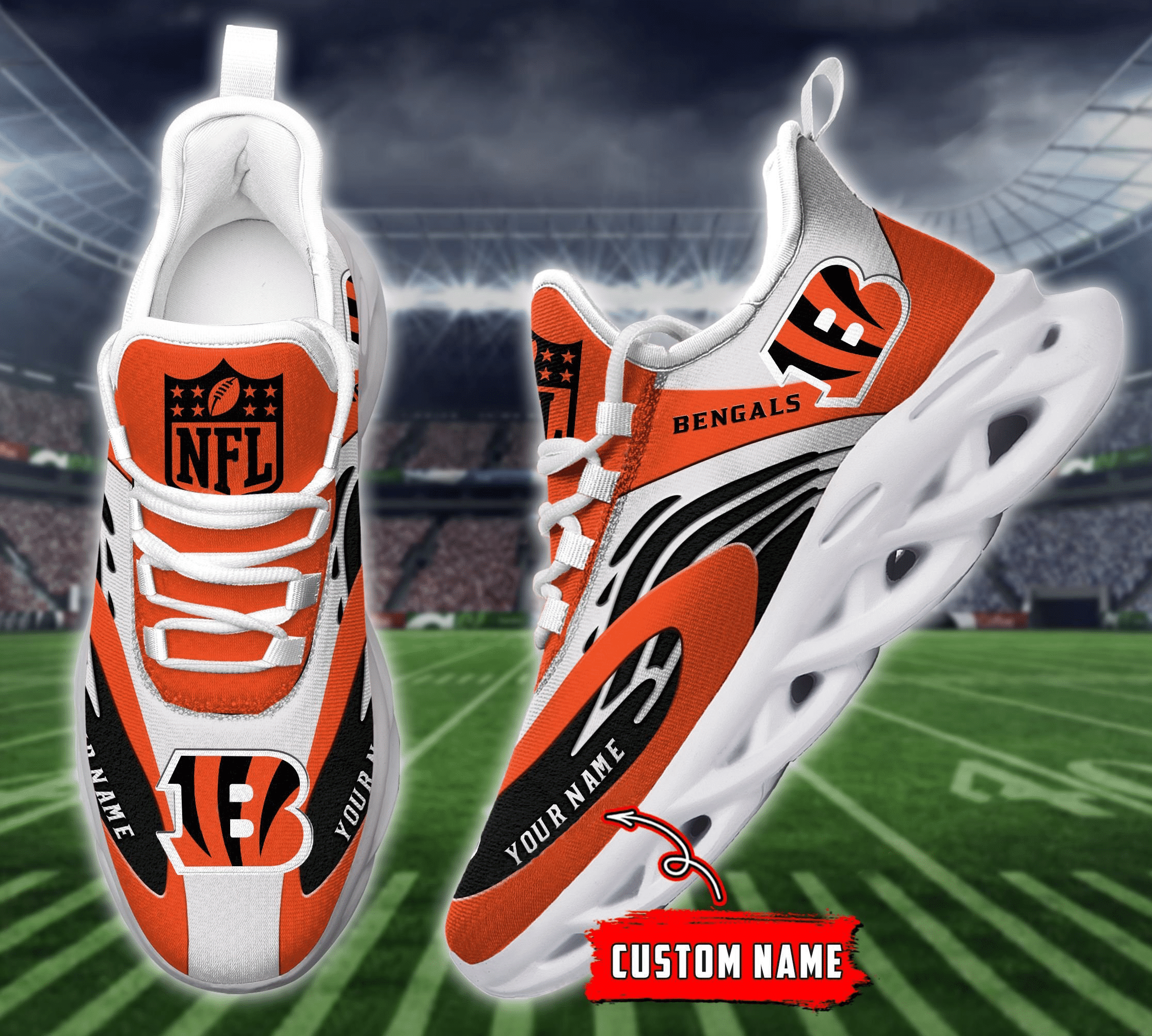 Ideafootwear Cincinnati Bengals NFL Max Soul Shoes Sneakers For Men And Women