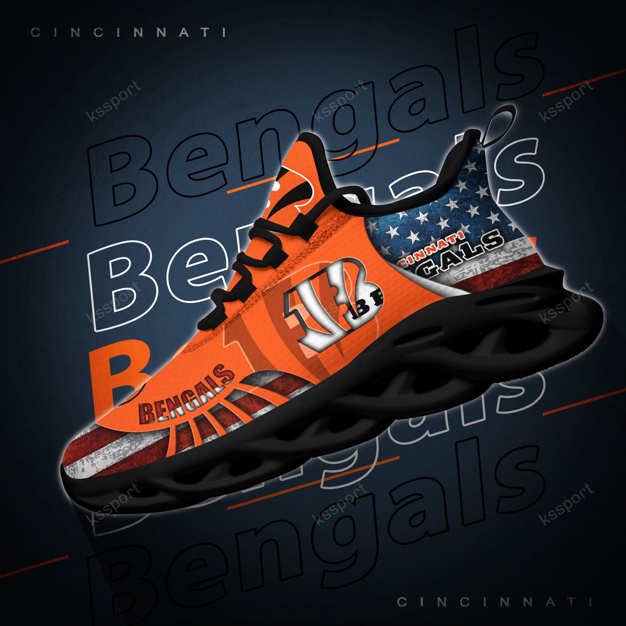 Ideafootwear Cincinnati Bengals NFL Max Soul Shoes Sneakers For Men And Women