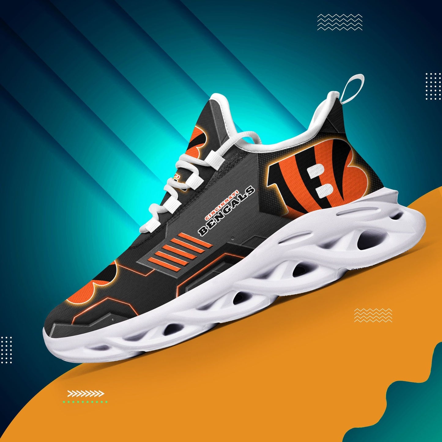 Ideafootwear Cincinnati Bengals NFL Max Soul Shoes Sneakers For Men And Women