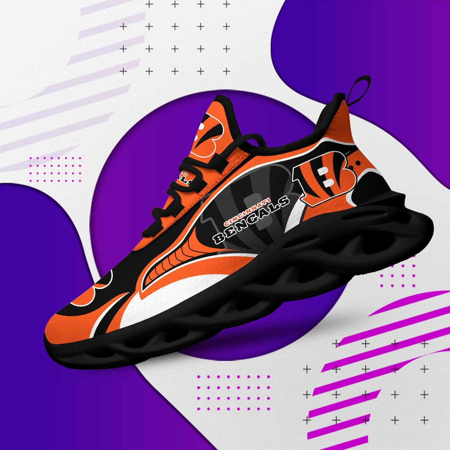 Ideafootwear Cincinnati Bengals NFL Max Soul Shoes Sneakers For Men And Women