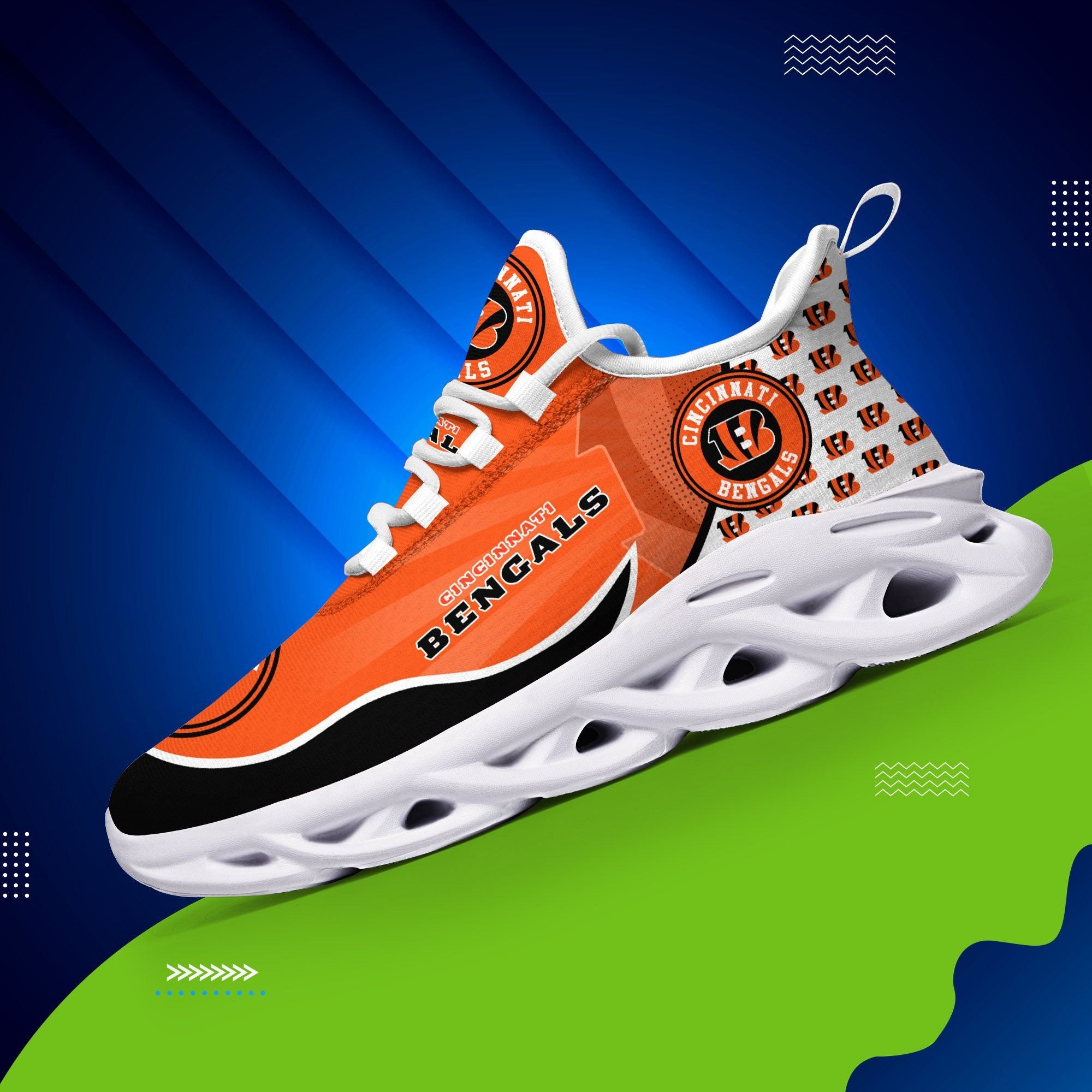 Ideafootwear Cincinnati Bengals NFL Max Soul Shoes Sneakers For Men And Women