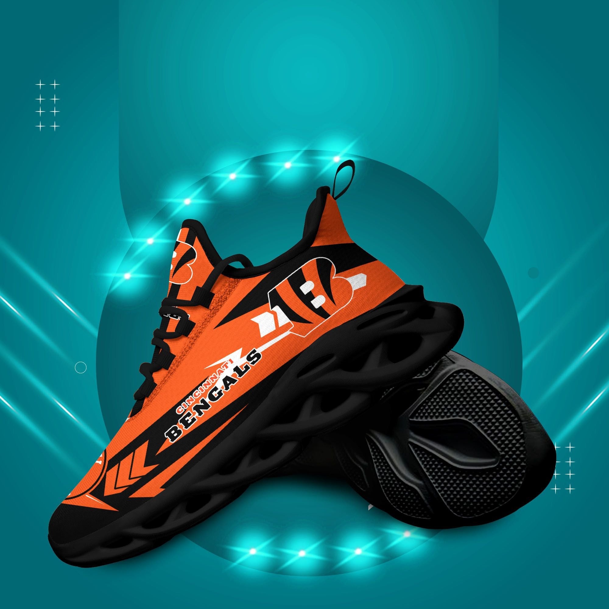 Ideafootwear Cincinnati Bengals NFL Max Soul Shoes Sneakers For Men And Women