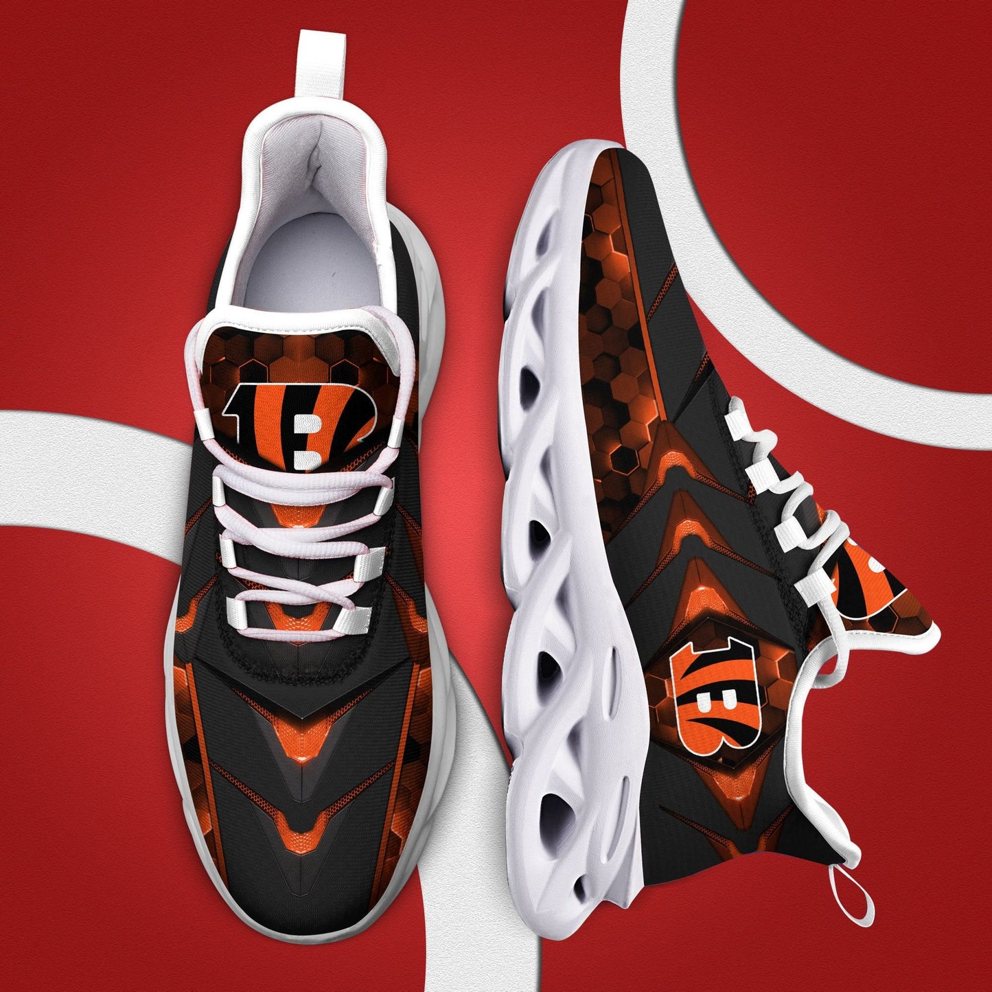 Ideafootwear Cincinnati Bengals NFL Max Soul Shoes Sneakers For Men And Women