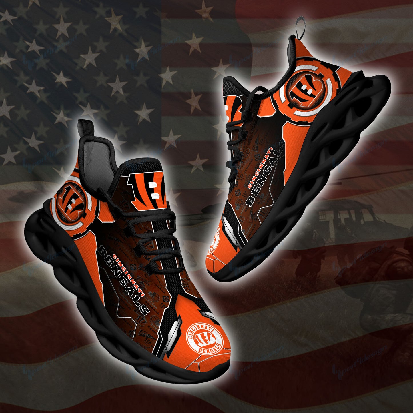 Ideafootwear Cincinnati Bengals NFL Max Soul Shoes Sneakers For Men And Women