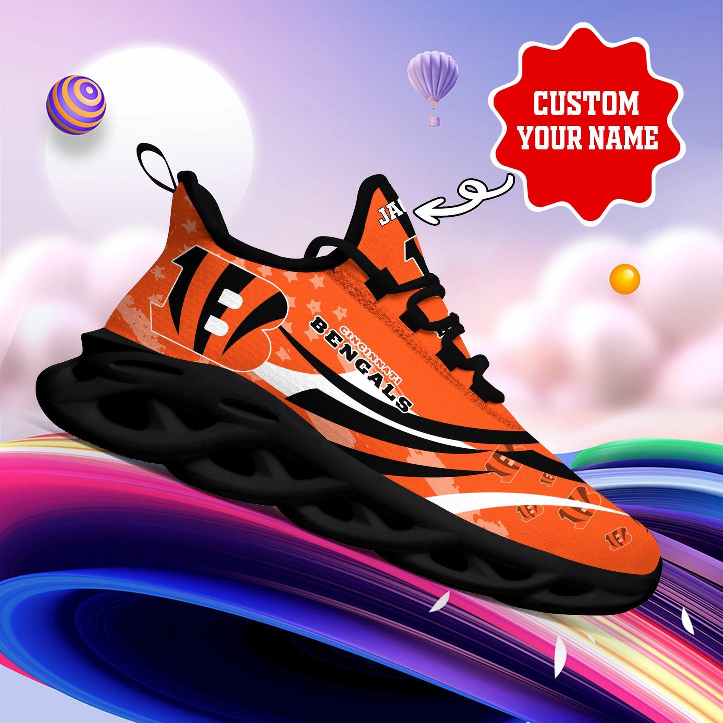 Ideafootwear Cincinnati Bengals NFL Max Soul Shoes Sneakers For Men And Women