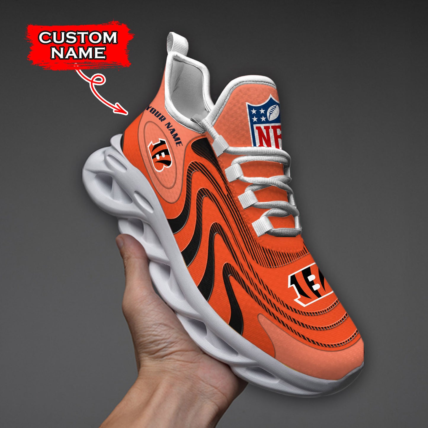 Ideafootwear Cincinnati Bengals NFL Max Soul Shoes Sneakers For Men And Women