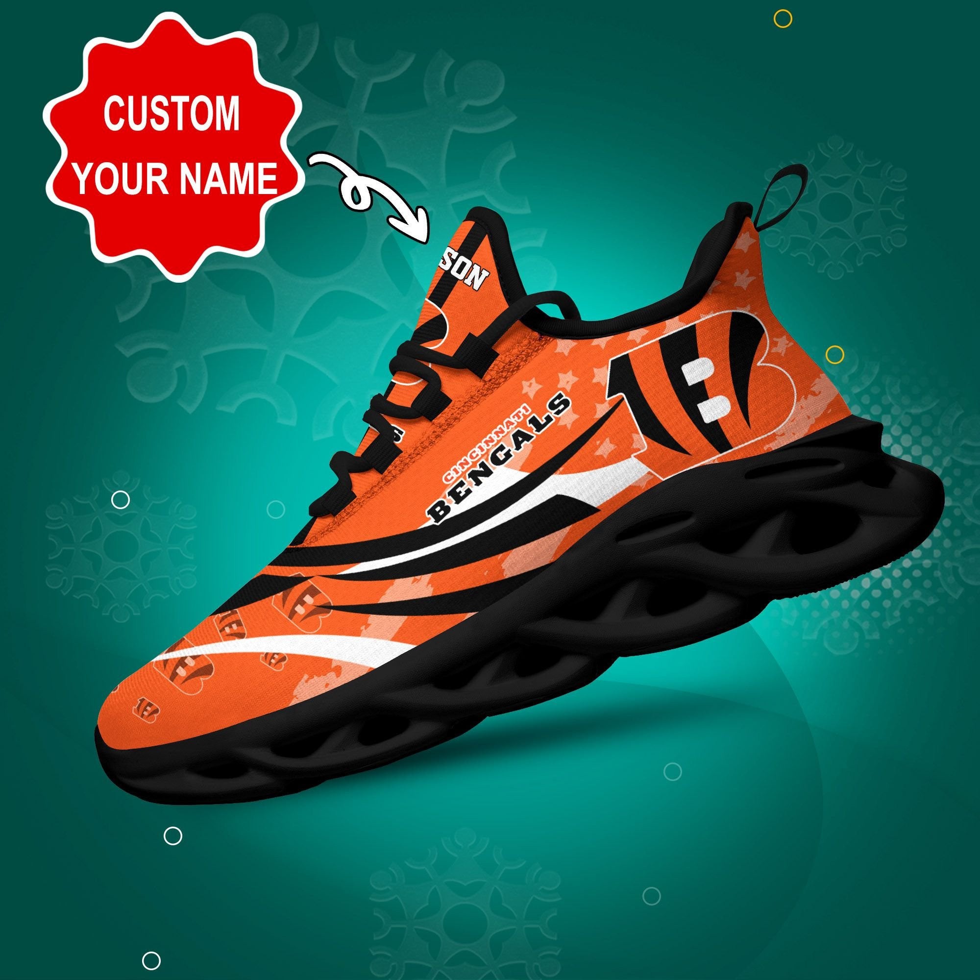 Ideafootwear Cincinnati Bengals NFL Max Soul Shoes Sneakers For Men And Women