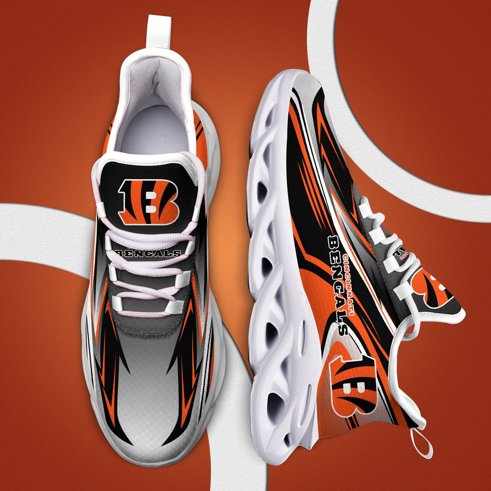 Ideafootwear Cincinnati Bengals NFL Max Soul Shoes Sneakers For Men And Women