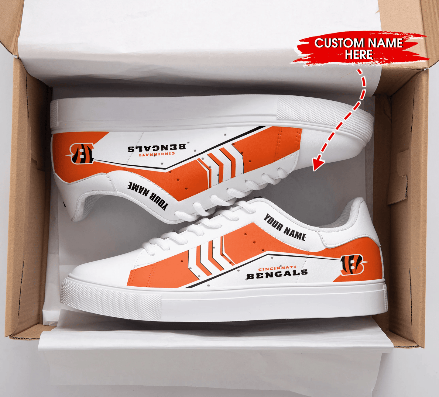 Ideafootwear Cincinnati Bengals Skate Stan Shoes Sneakes For Men And Women