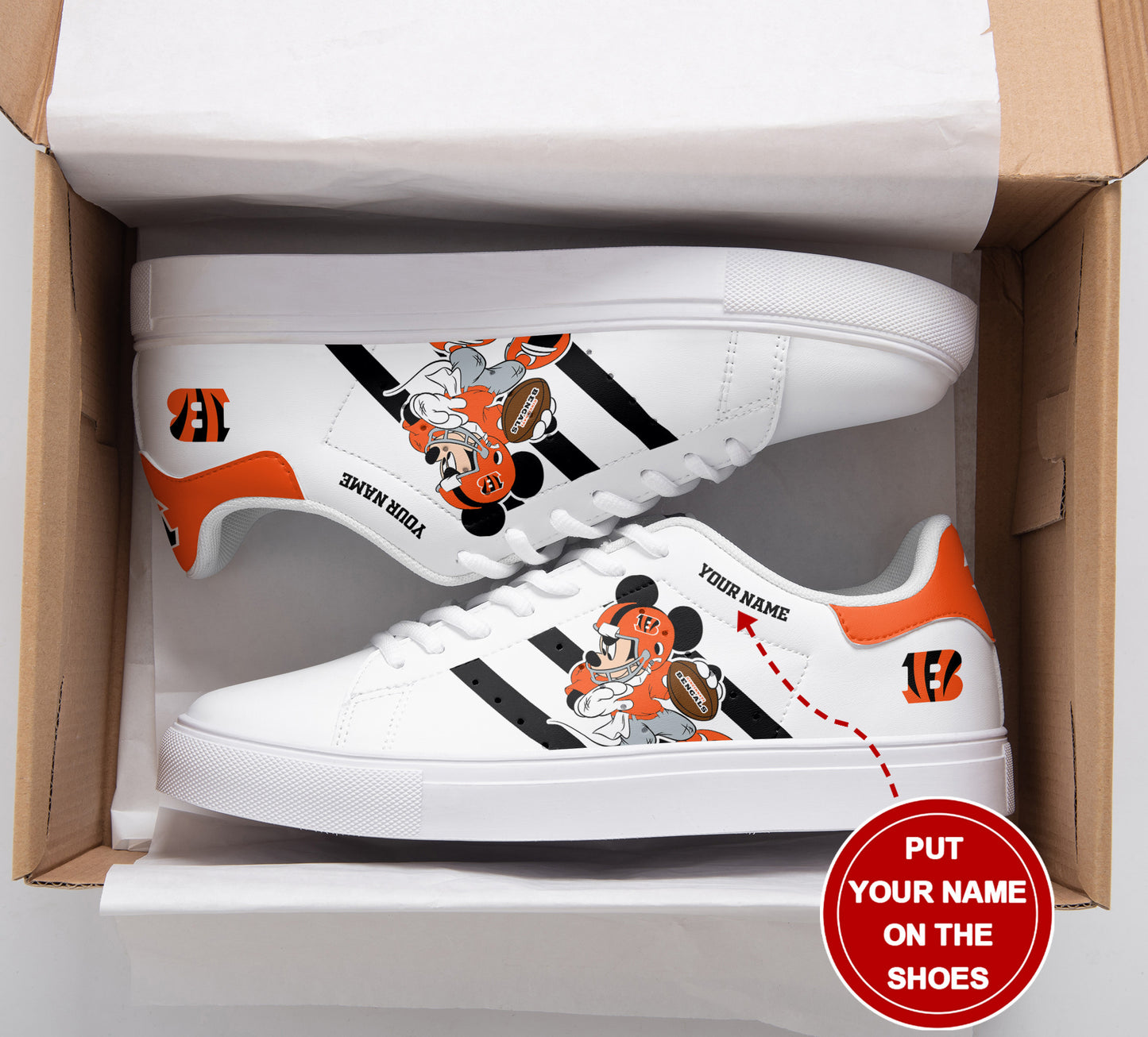 Ideafootwear Cincinnati Bengals Skate Stan Shoes Sneakes For Men And Women