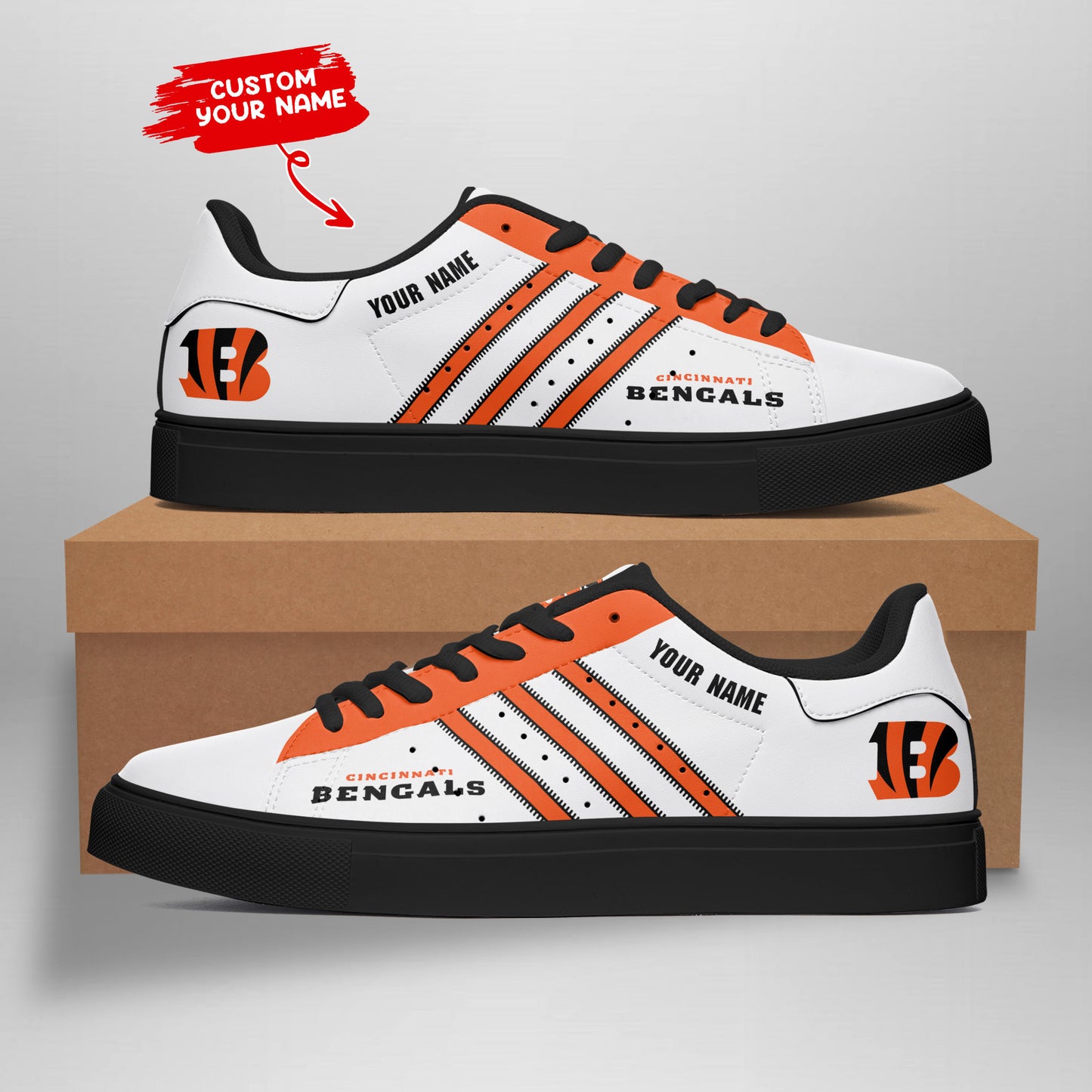 Ideafootwear Cincinnati Bengals Skate Stan Shoes Sneakes For Men And Women