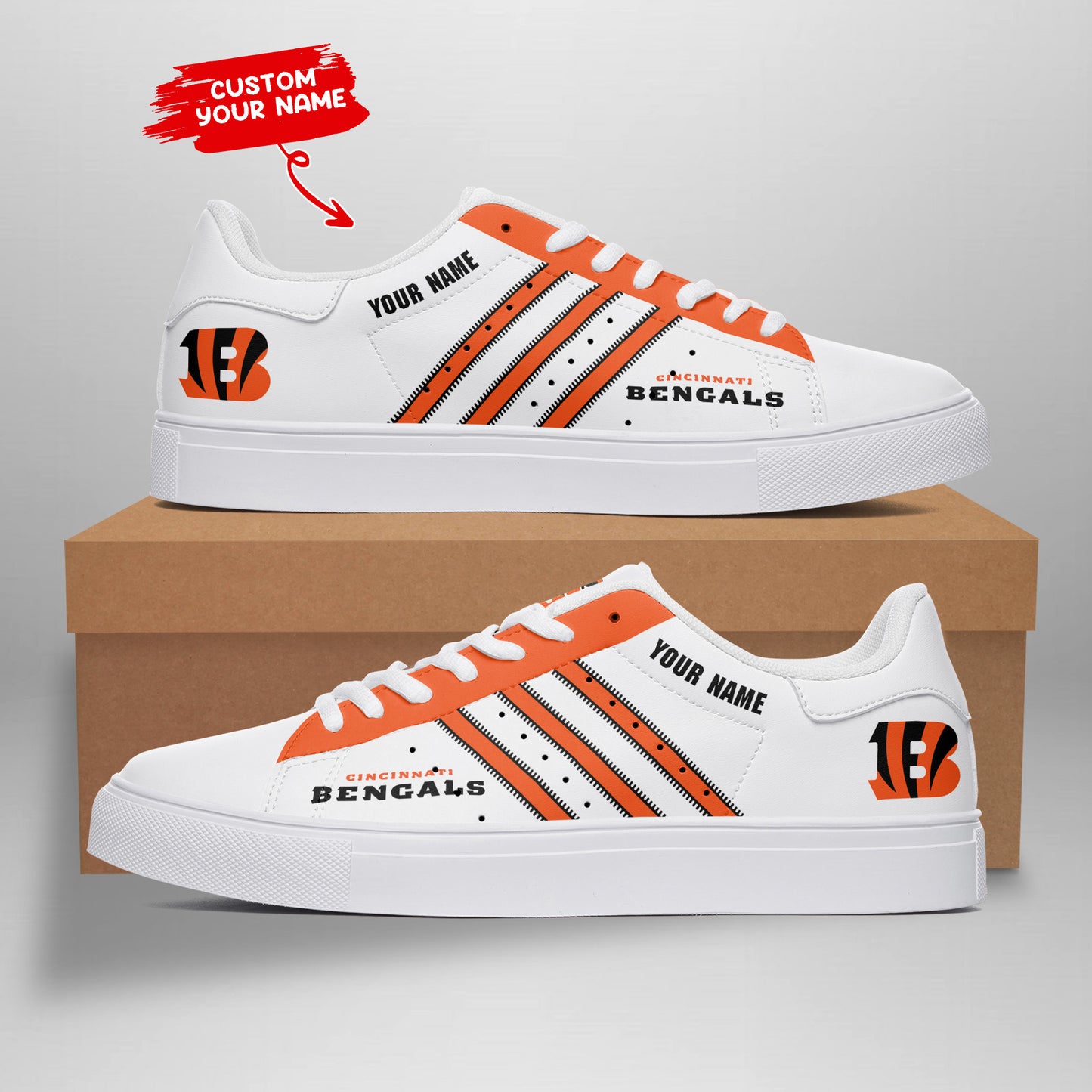 Ideafootwear Cincinnati Bengals Skate Stan Shoes Sneakes For Men And Women