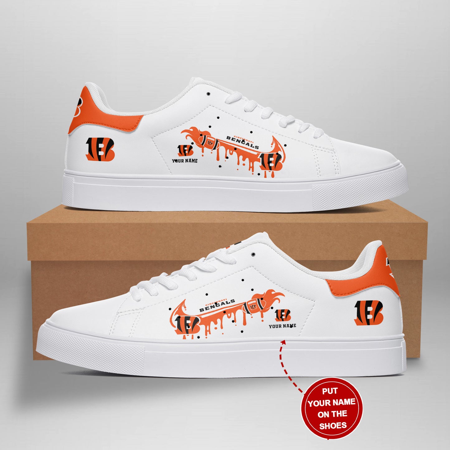 Ideafootwear Cincinnati Bengals Skate Stan Shoes Sneakes For Men And Women