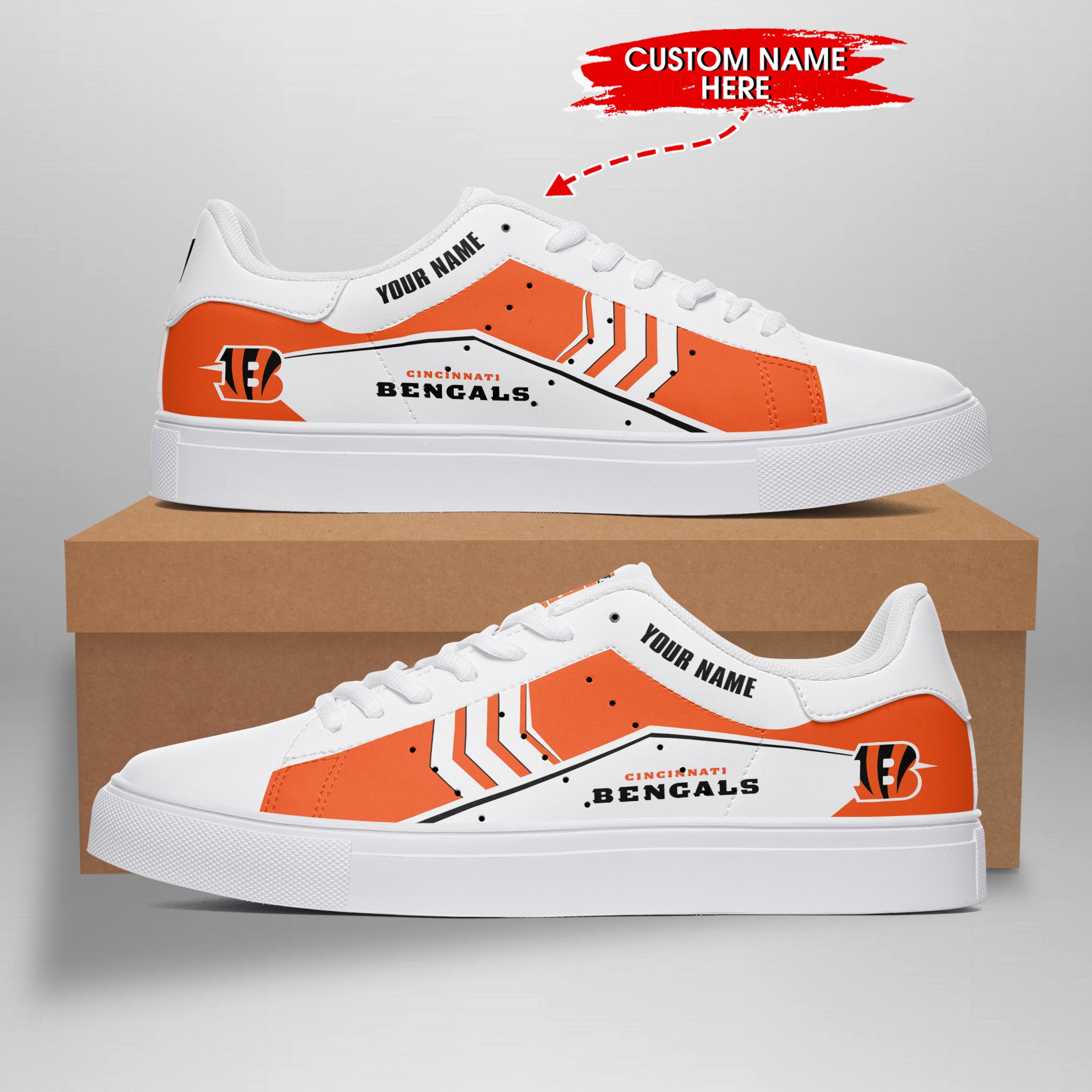 Ideafootwear Cincinnati Bengals Skate Stan Shoes Sneakes For Men And Women