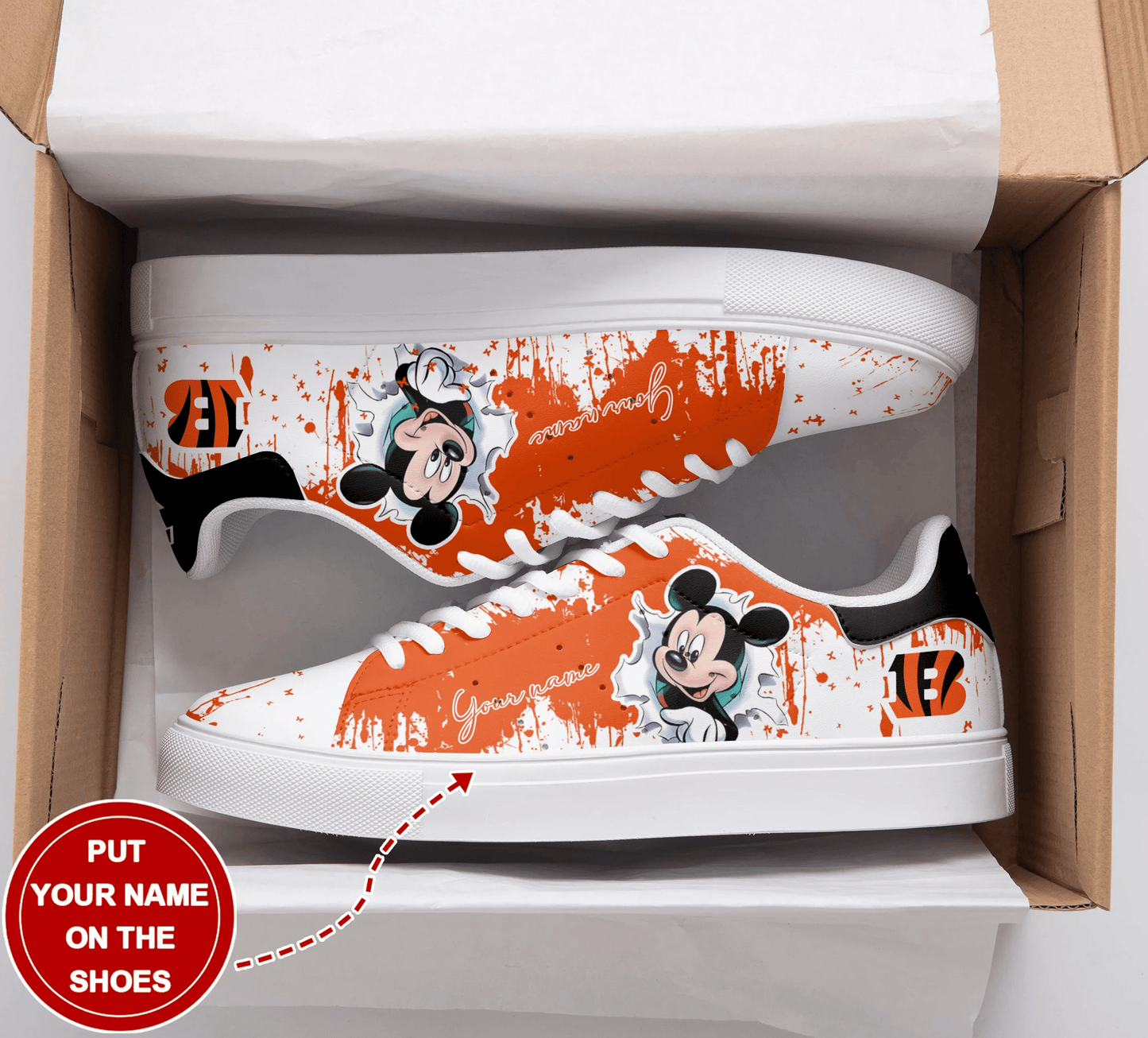 Ideafootwear Cincinnati Bengals Skate Stan Shoes Sneakes For Men And Women
