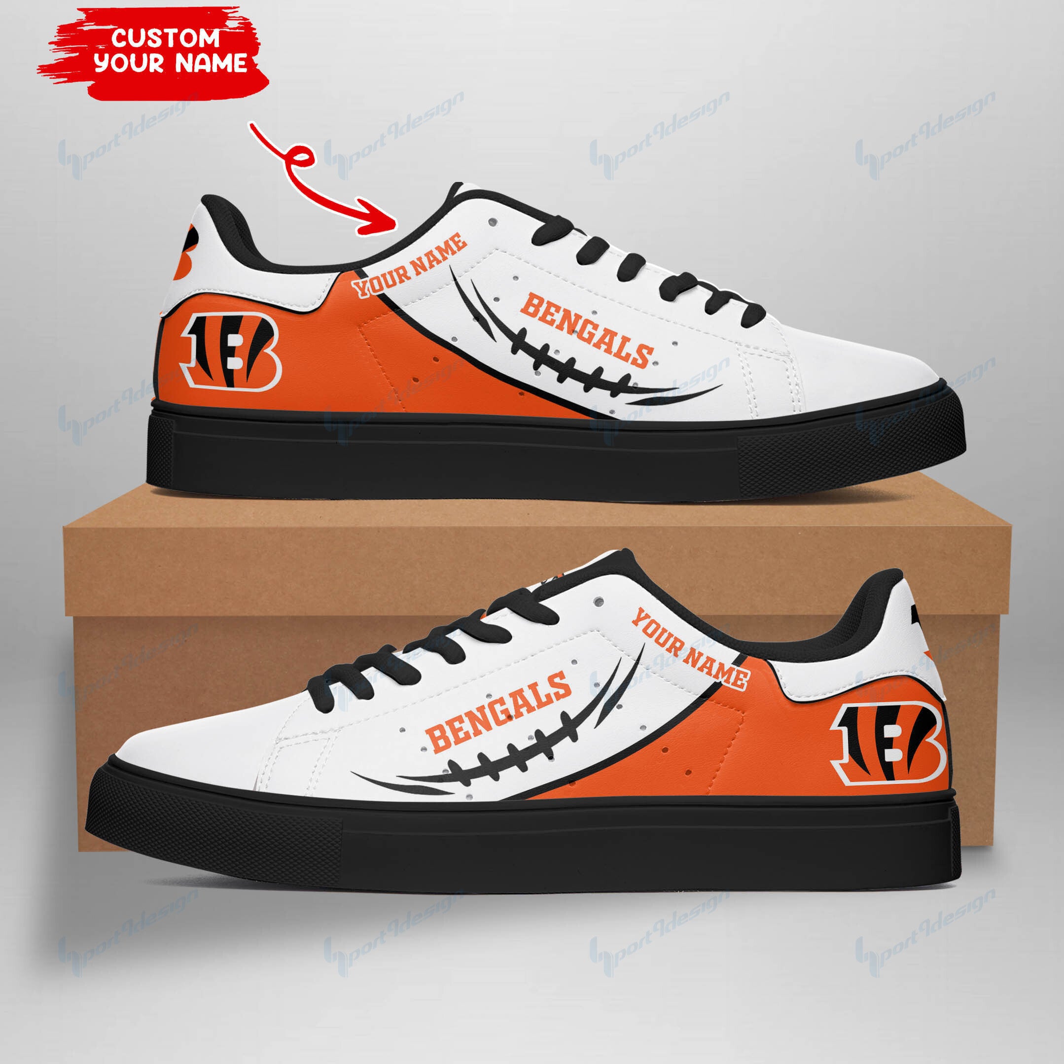 Ideafootwear Cincinnati Bengals Skate Stan Shoes Sneakes For Men And Women