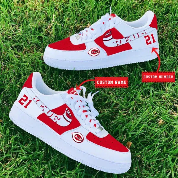 Ideafootwear Cincinnati Reds MLB Air Low-Top Sneakers Shoes For Men And Women