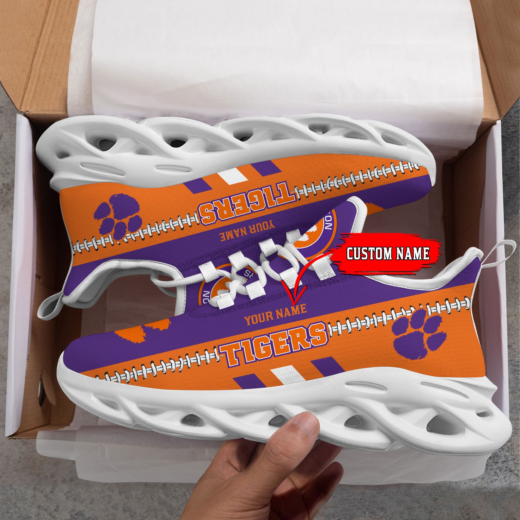 Ideafootwear Clemson Tigers Max Soul Shoes Sneakers For Men And Women