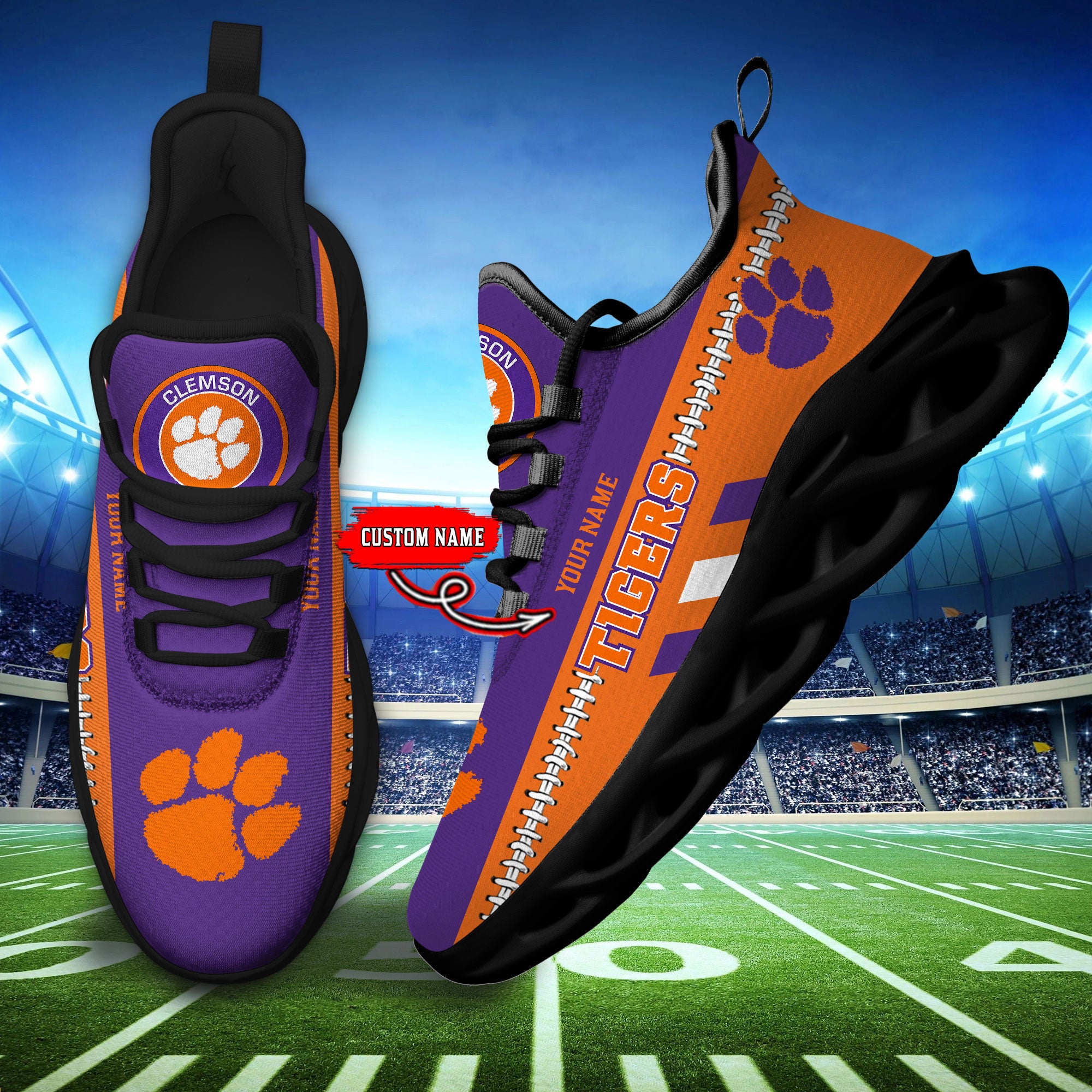 Ideafootwear Clemson Tigers Max Soul Shoes Sneakers For Men And Women