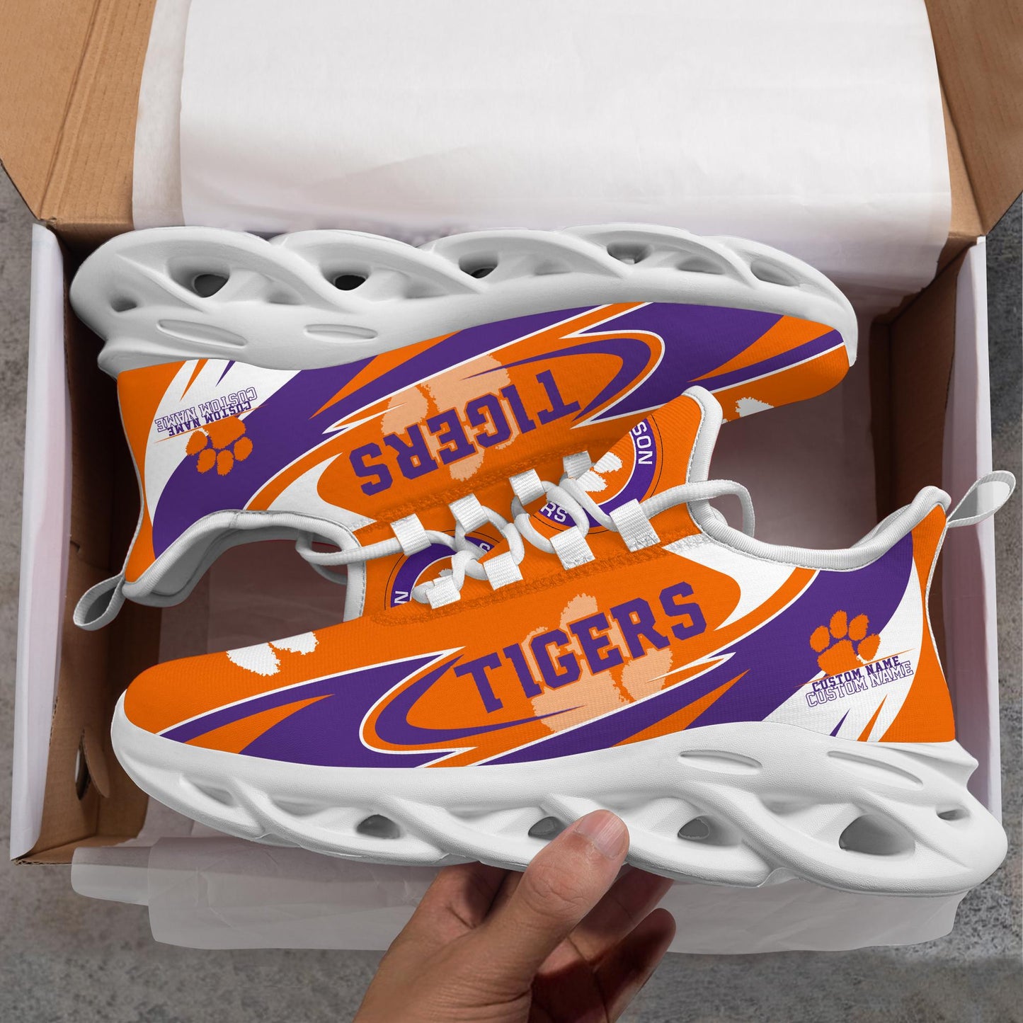 Ideafootwear Clemson Tigers Max Soul Shoes Sneakers For Men And Women