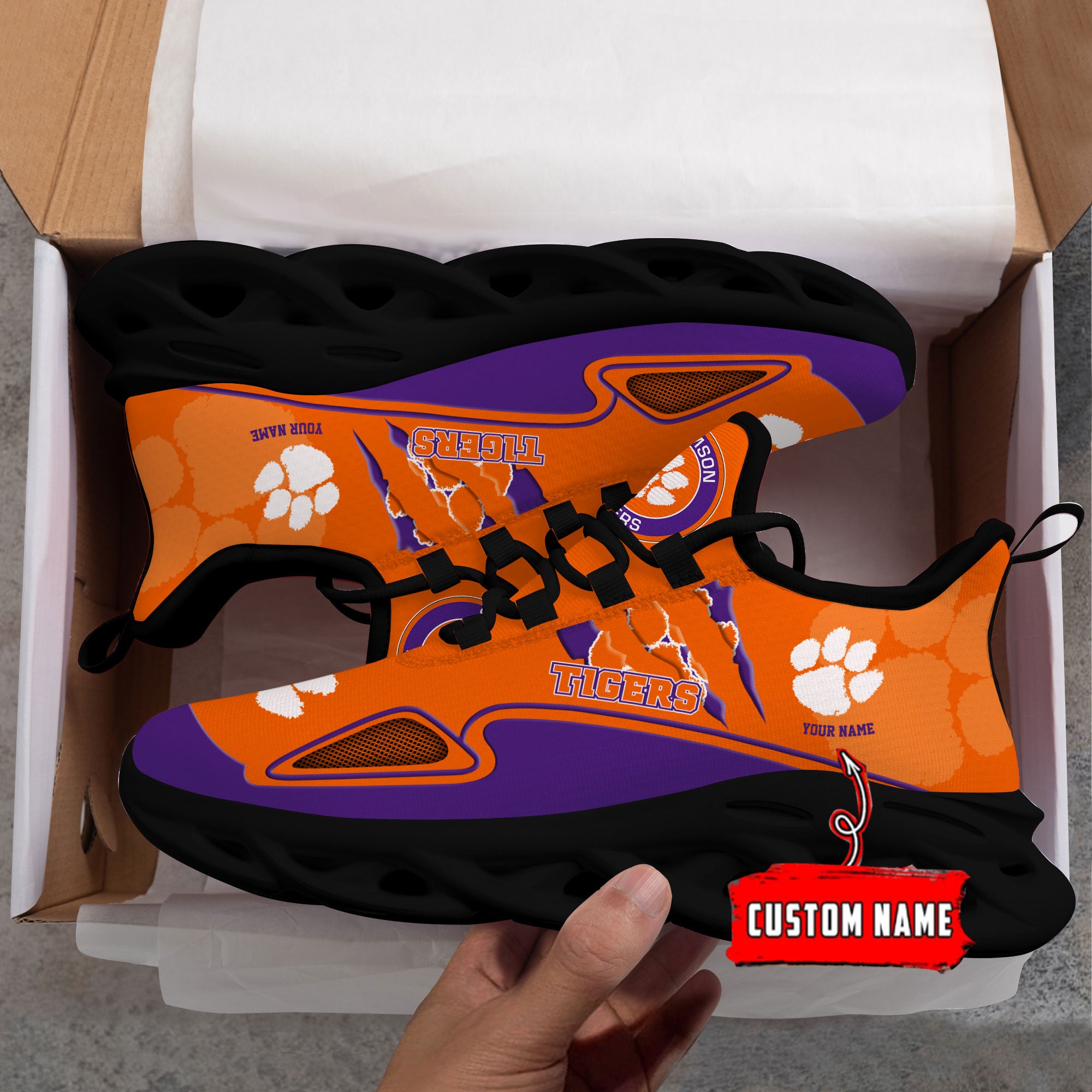 Ideafootwear Clemson Tigers Max Soul Shoes Sneakers For Men And Women