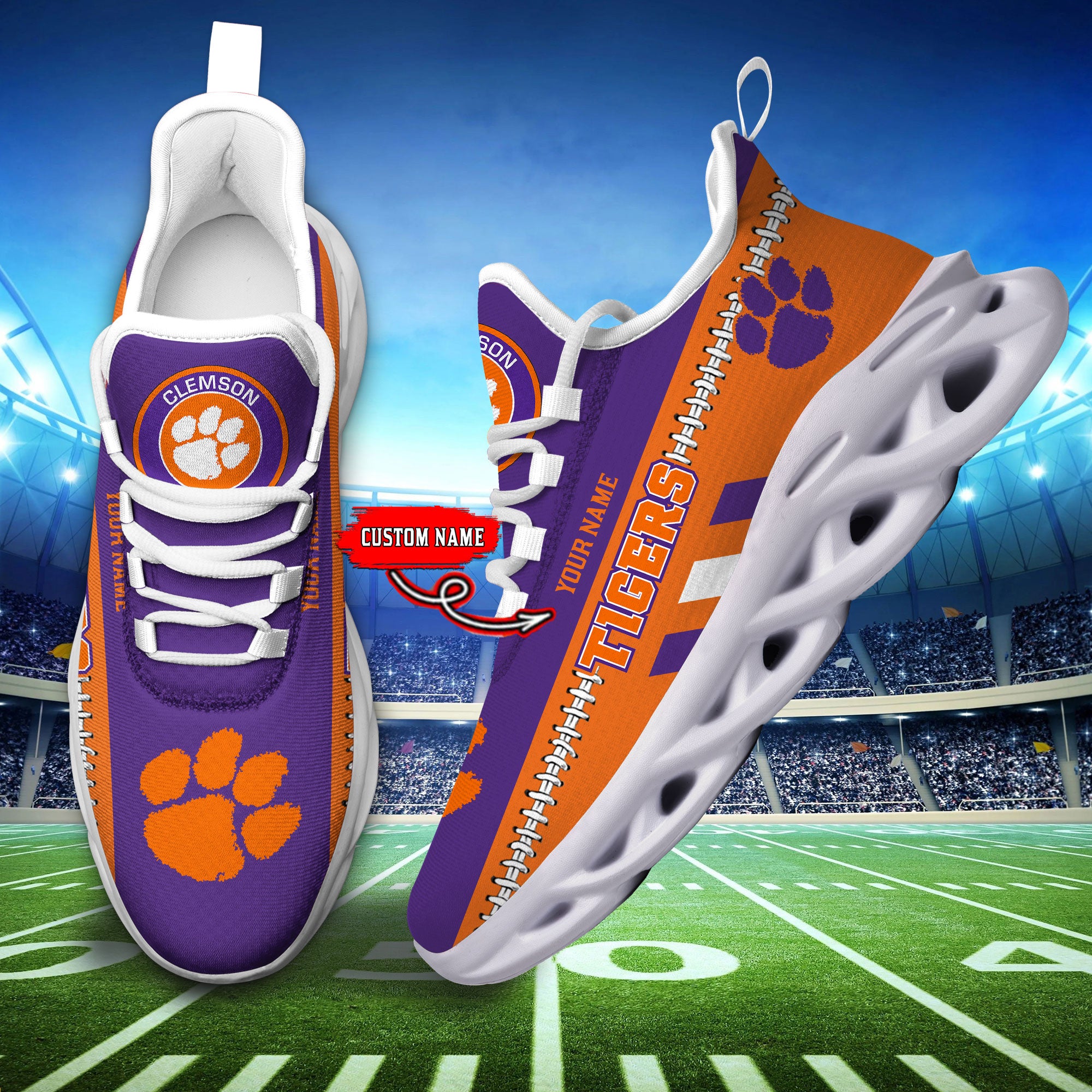 Ideafootwear Clemson Tigers Max Soul Shoes Sneakers For Men And Women