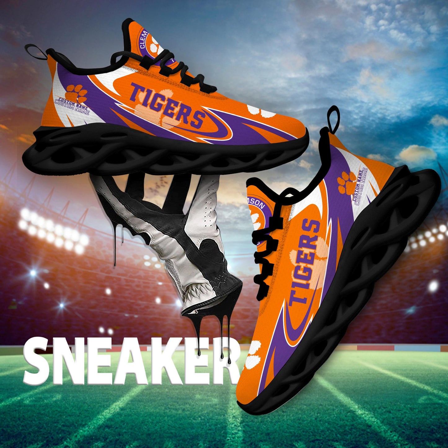 Ideafootwear Clemson Tigers Max Soul Shoes Sneakers For Men And Women