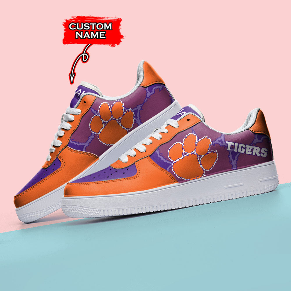 Ideafootwear Clemson Tigers NCAA Air Low-Top Sneakers Shoes For Men And Women