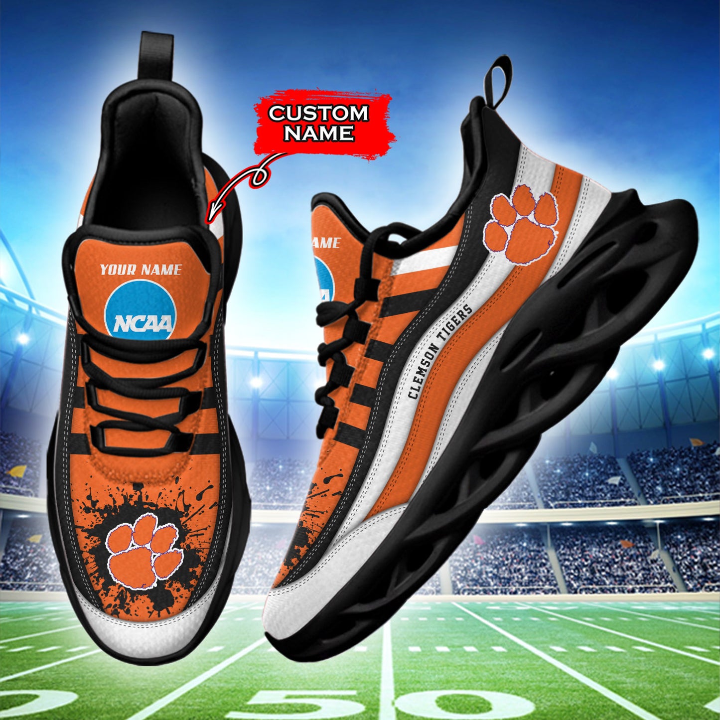 Ideafootwear Clemson Tigers NCAA Max Soul Shoes Sneakers For Men And Women